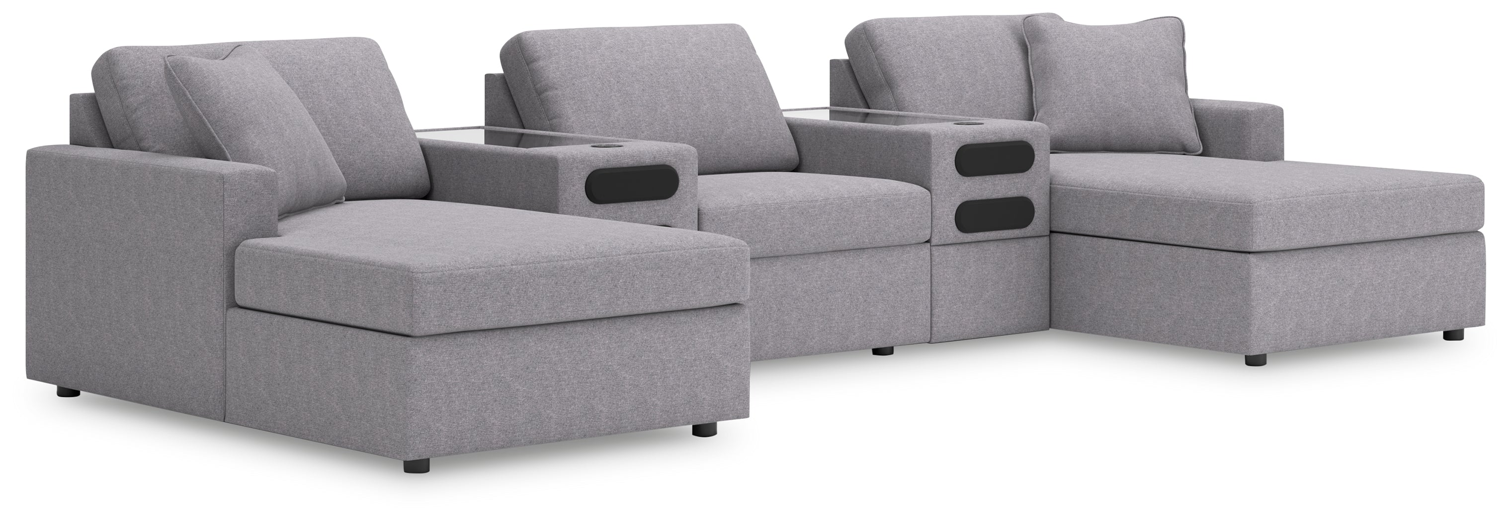 A2Z Furniture - Ashley Furniture - Modmax Sectional - RAF 5-Piece Sectional with Chaise and Audio Console / Granite - 92104S47