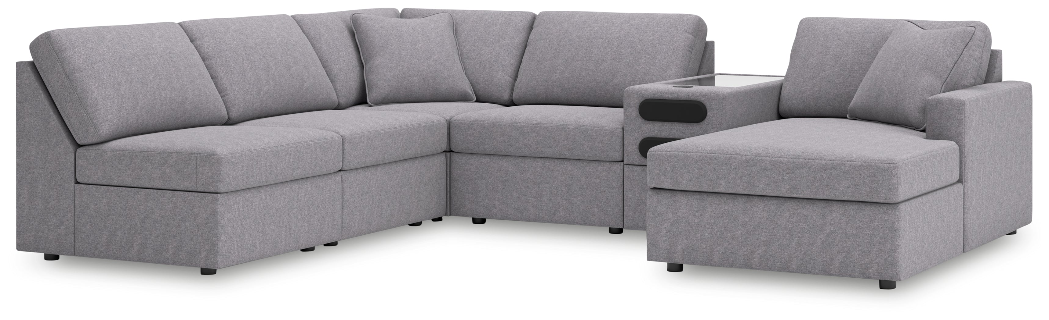 A2Z Furniture - Ashley Furniture - Modmax Sectional - 6-Piece Sectional with Chaise and Audio Console / Granite - 92104S25