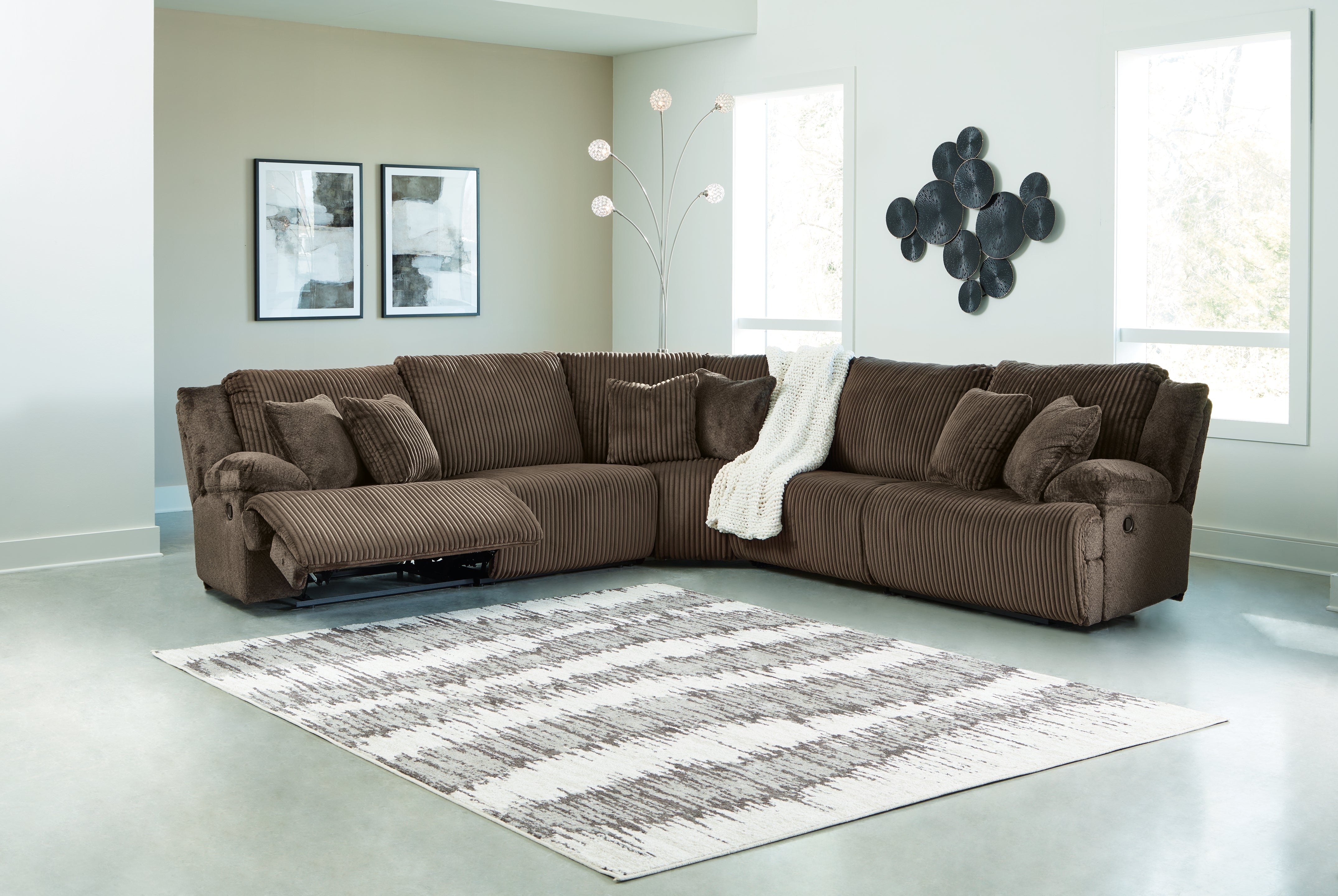 A2Z Furniture - Ashley Furniture - Top Tier Sectional - 5-Piece Reclining Sectional / Chocolate - 92705S3