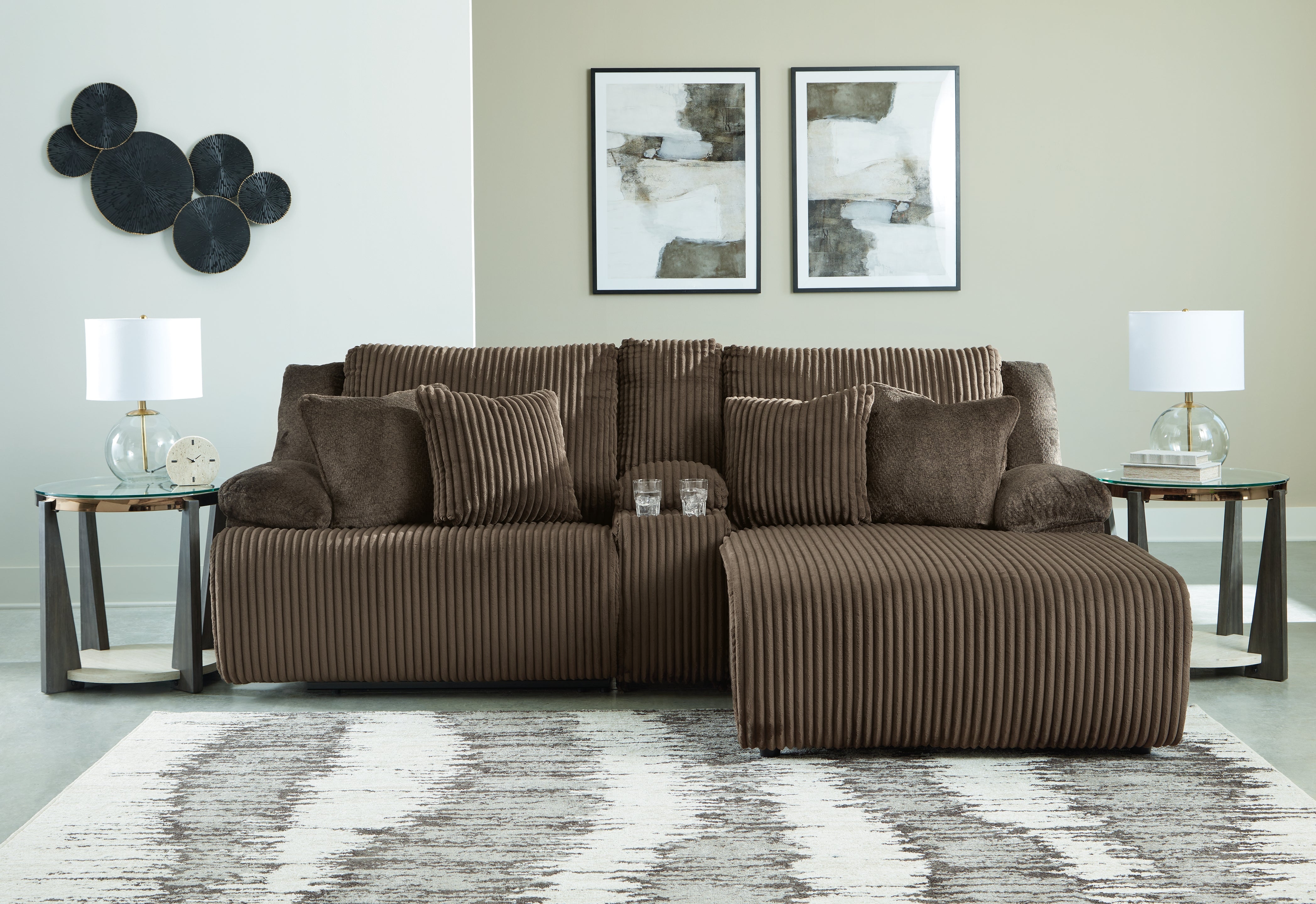 A2Z Furniture - Ashley Furniture - Top Tier Sectional - 3-Piece Reclining Sectional Sofa with Chaise / Chocolate - 92705S4