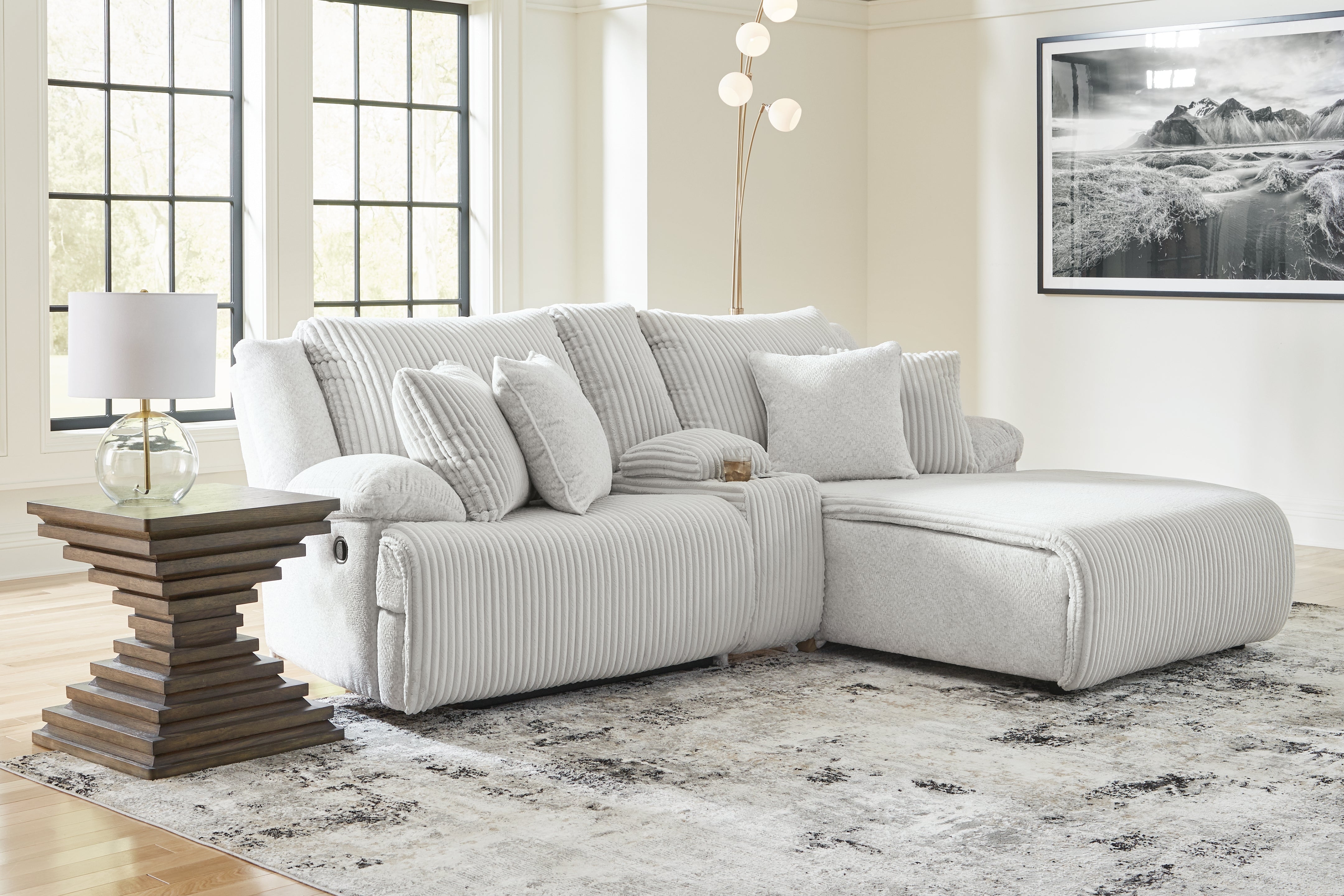 A2Z Furniture - Ashley Furniture - Top Tier Sectional - 3-Piece Reclining Sectional Sofa with Chaise / Alloy - 92706S4