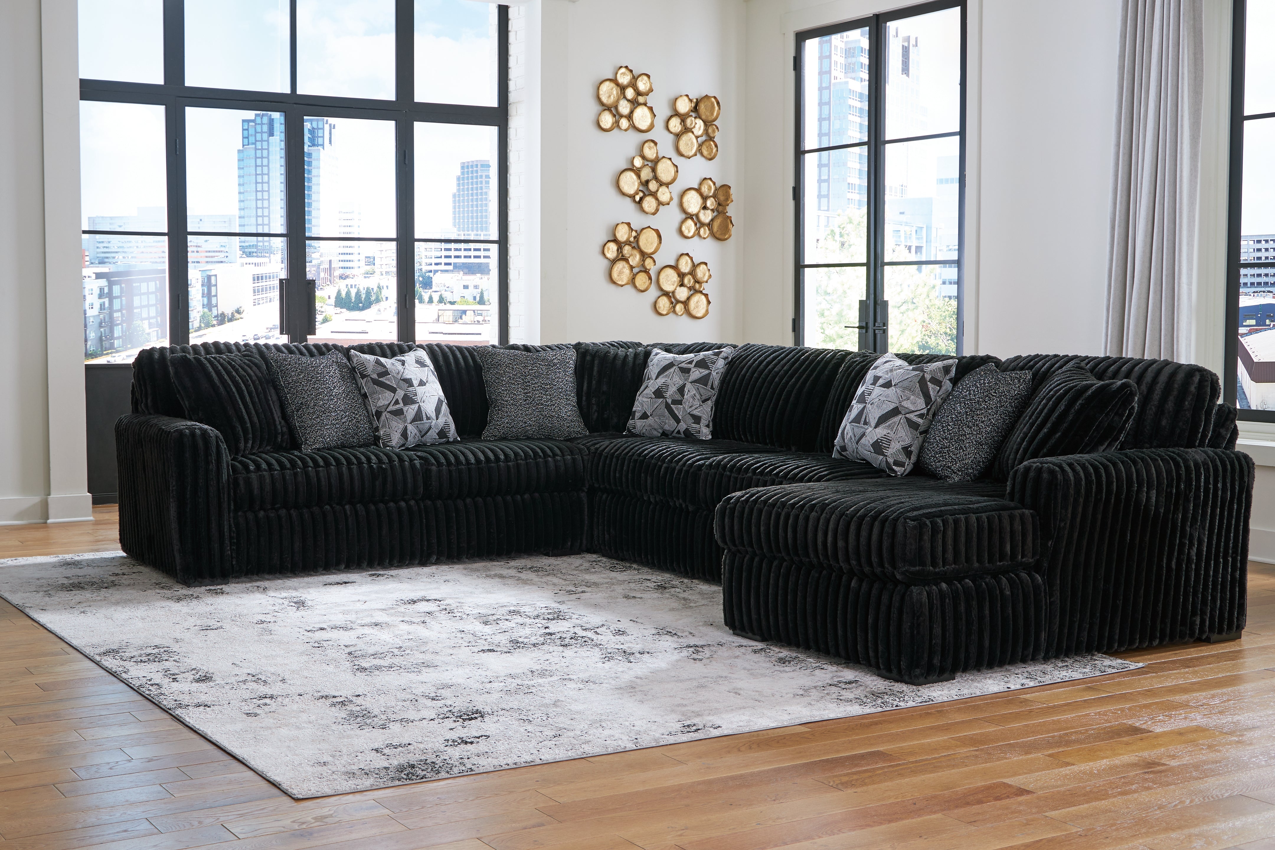 A2Z Furniture - Ashley Furniture - Midnight-Madness Sectional - LAF 4-Piece Sectional with Chaise / Onyx - 98103S3