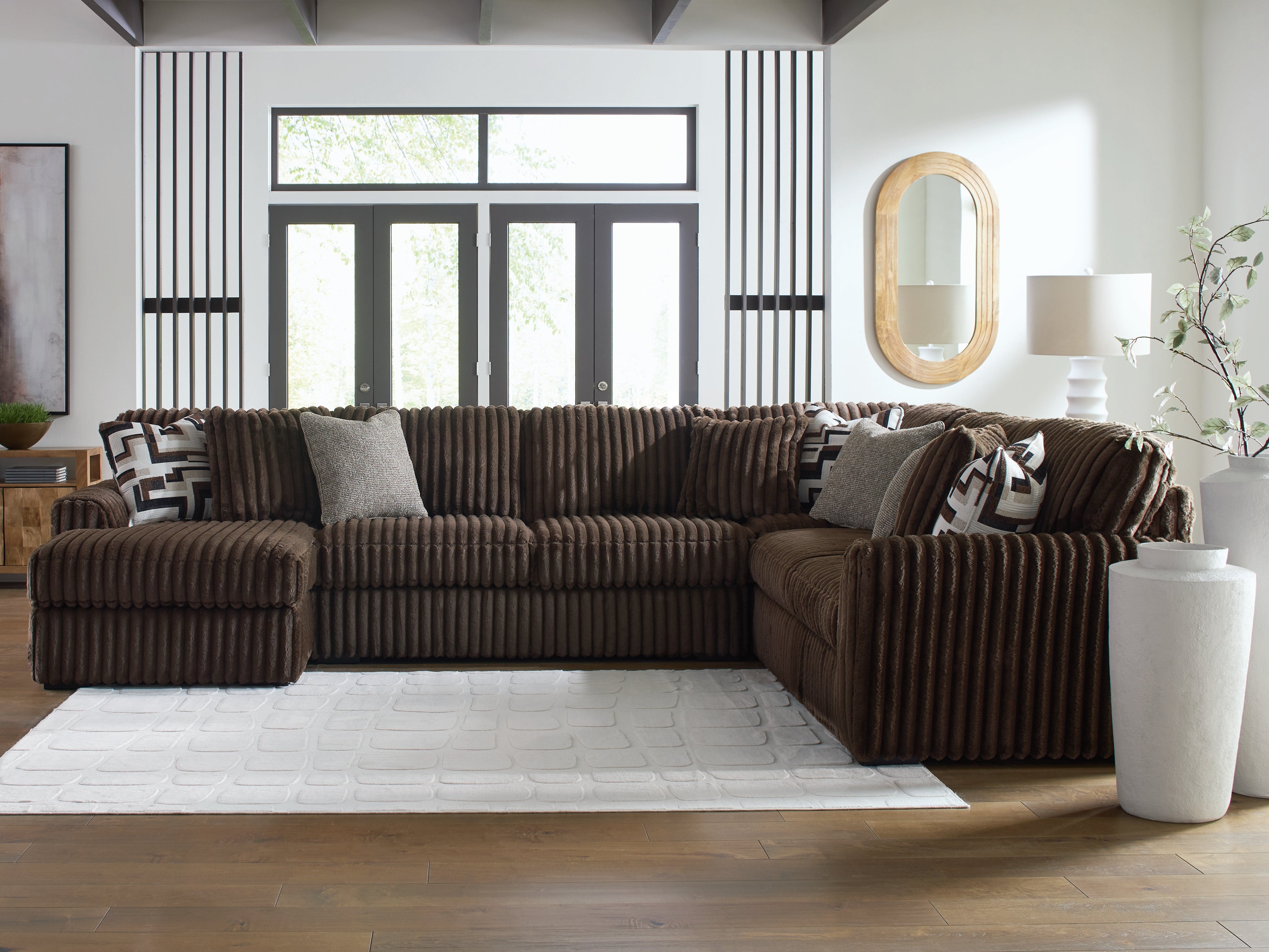 A2Z Furniture - Ashley Furniture - Midnight-Madness Sectional - RAF 4-Piece Sectional with Chaise / Chocolate - 98104S4