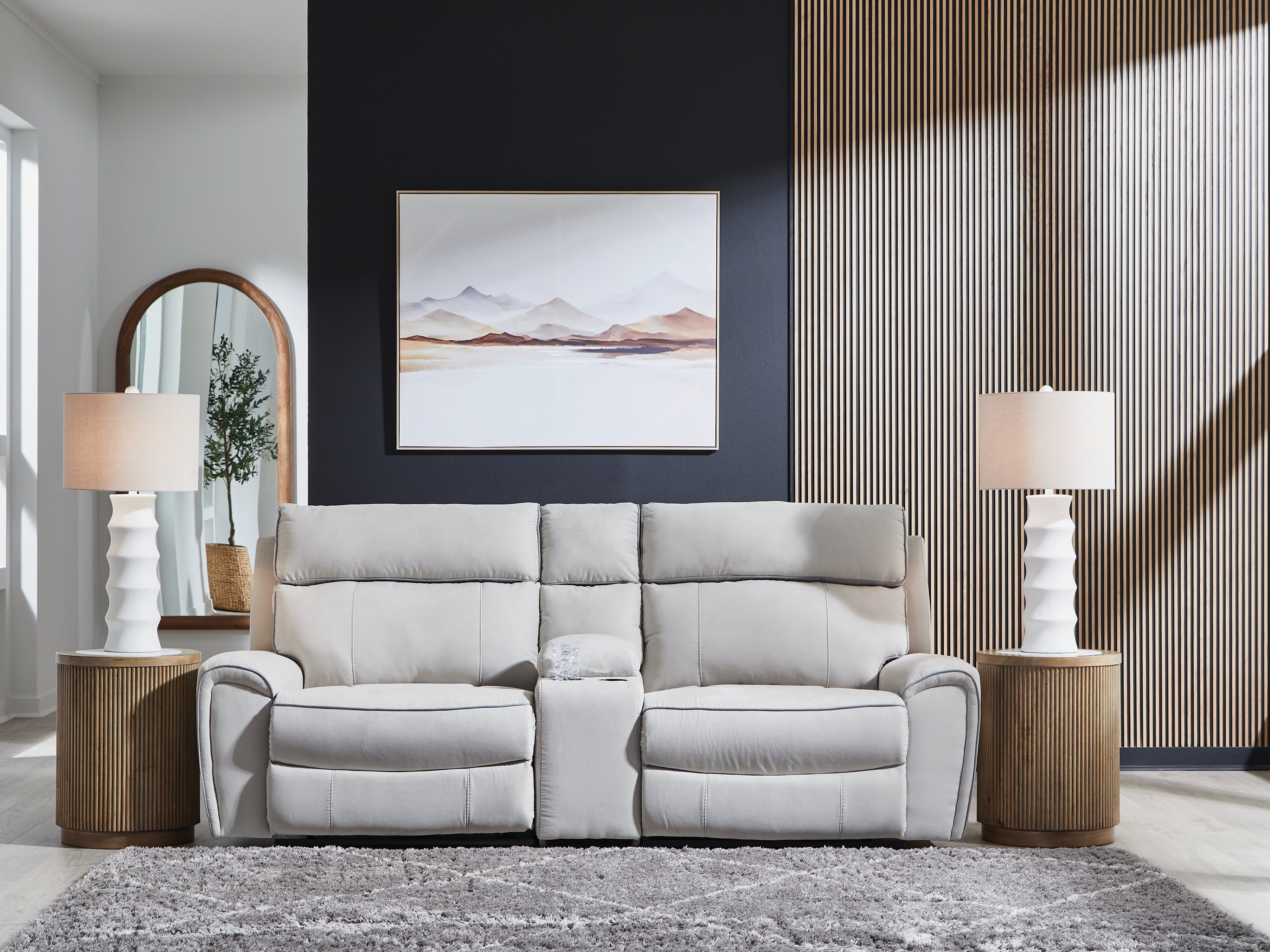 A2Z Furniture - Ashley Furniture - Social Pointe Sectional - 3-Piece Power Reclining Sectional / Pearl/Ash - PC98802S3