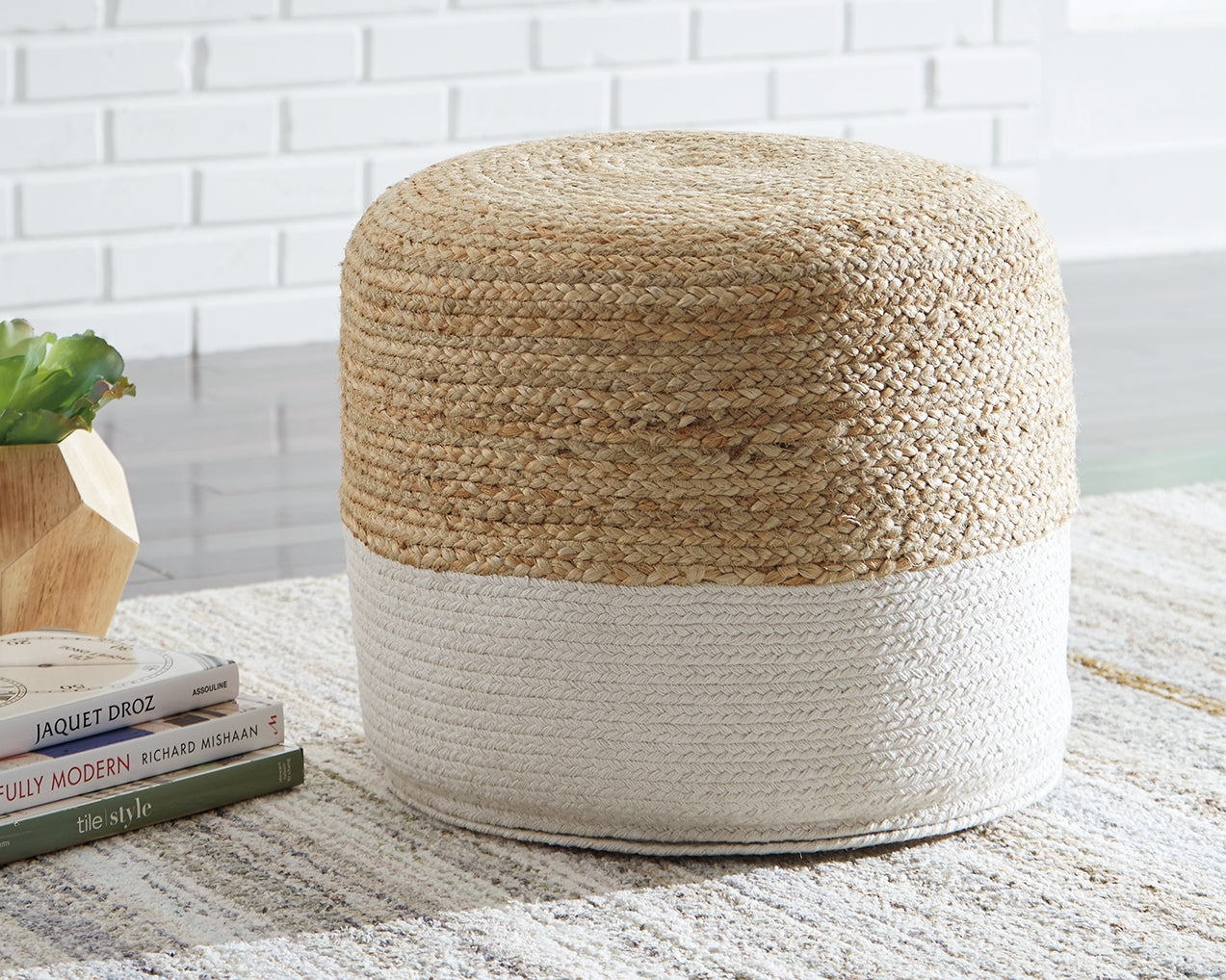 A2Z Furniture - Ashley Furniture - Sweed Valley Pouf - Pouf / Natural/Black - A1000422