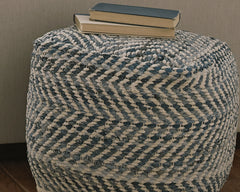 A2Z Furniture - Ashley Furniture - Chevron Pouf - Pouf / Blue - A1000445