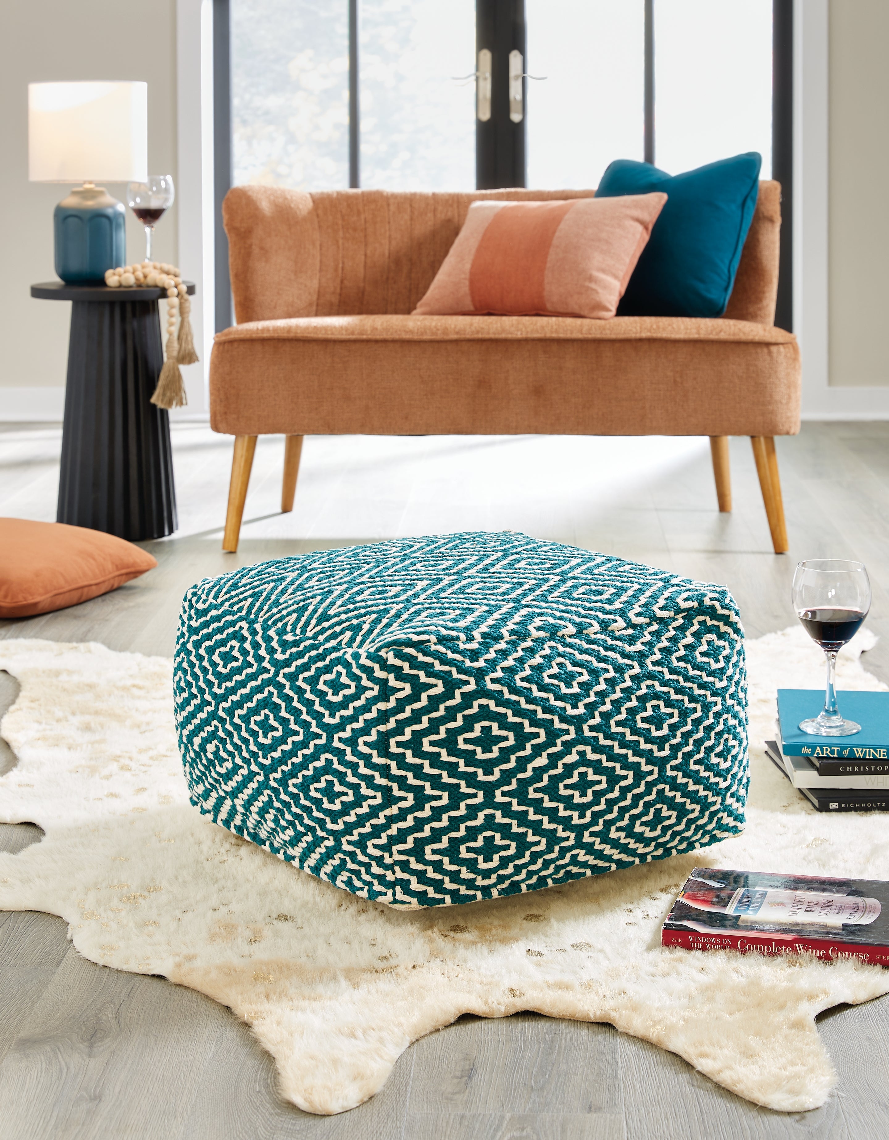 A2Z Furniture - Ashley Furniture - Brynnsen Pouf - Pouf / Rust/Ivory - A1001056
