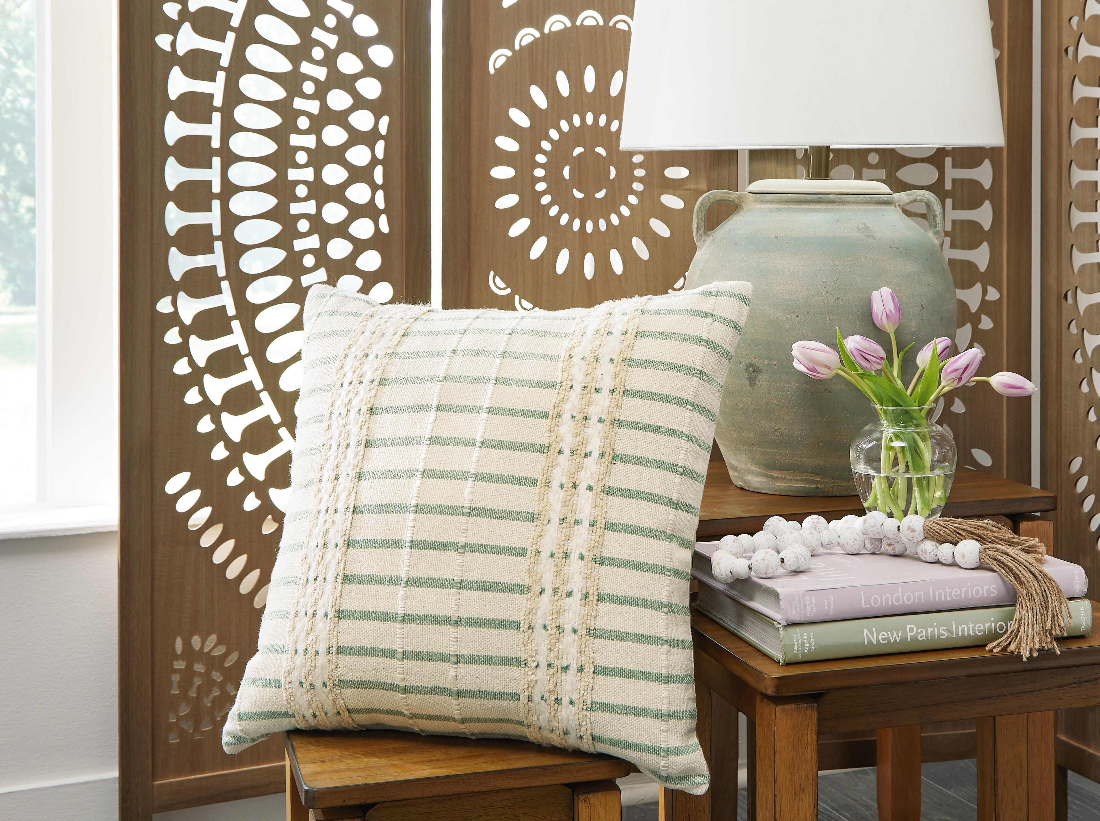 A2Z Furniture - Ashley Furniture - Rowton Pillows - Pillow / White/Green - A1001072P
