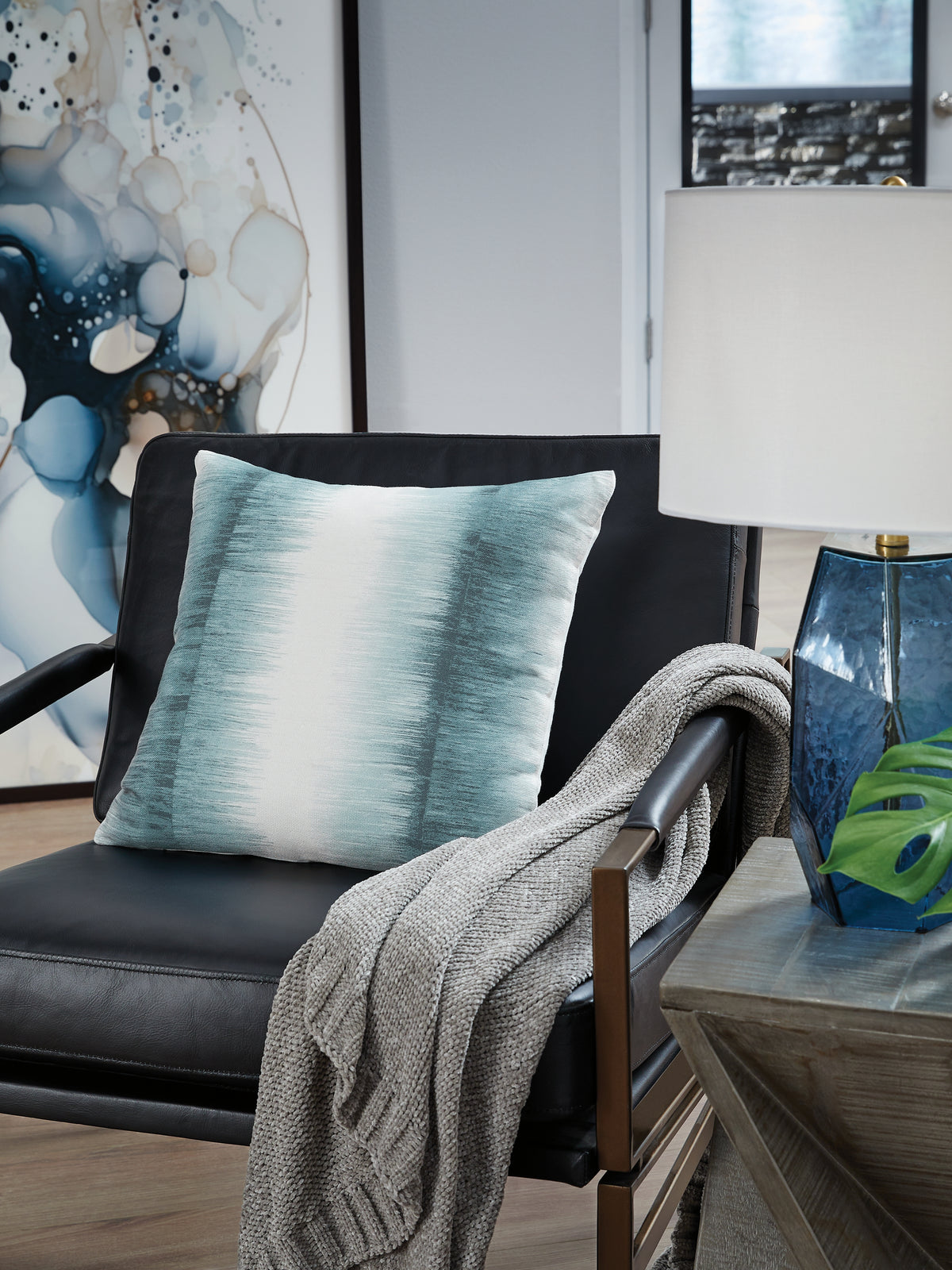 A2Z Furniture - Ashley Furniture - Elonwich Pillows - Pillow (4/CS) / Teal/White - A1001106