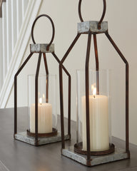 A2Z Furniture - Ashley Furniture - Diedrick Candle Holder - Lantern Set (Set of 2) / Gray/Black - A2000346
