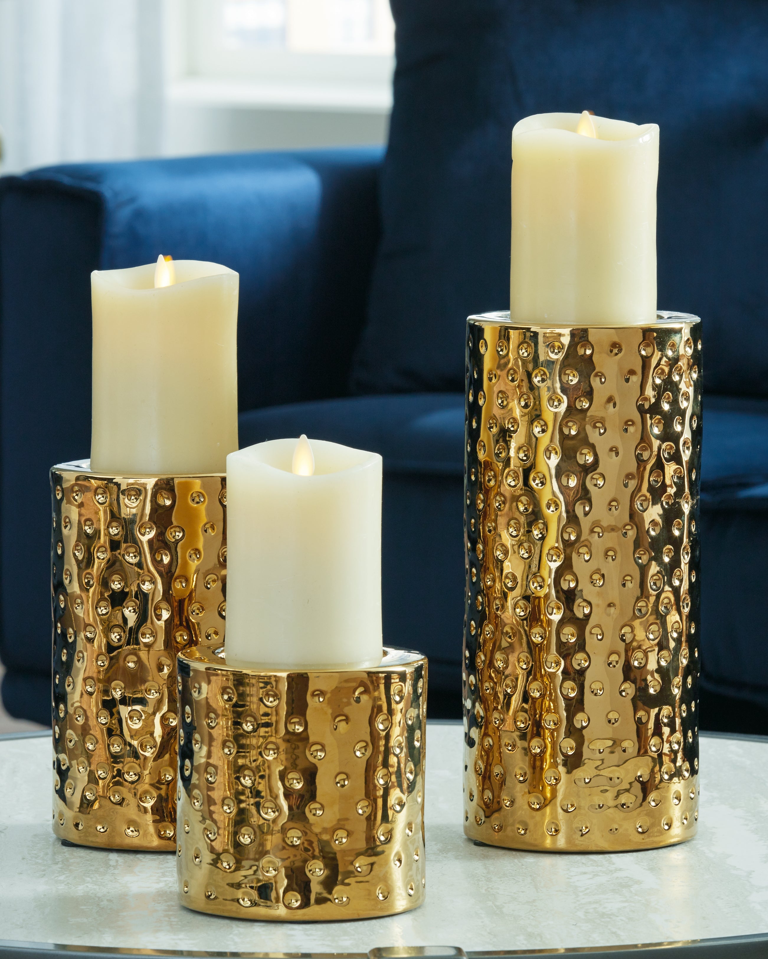 A2Z Furniture - Ashley Furniture - Marisa Candle Holder - Candle Holder Set (3/CN) / Gold Finish - A2000461
