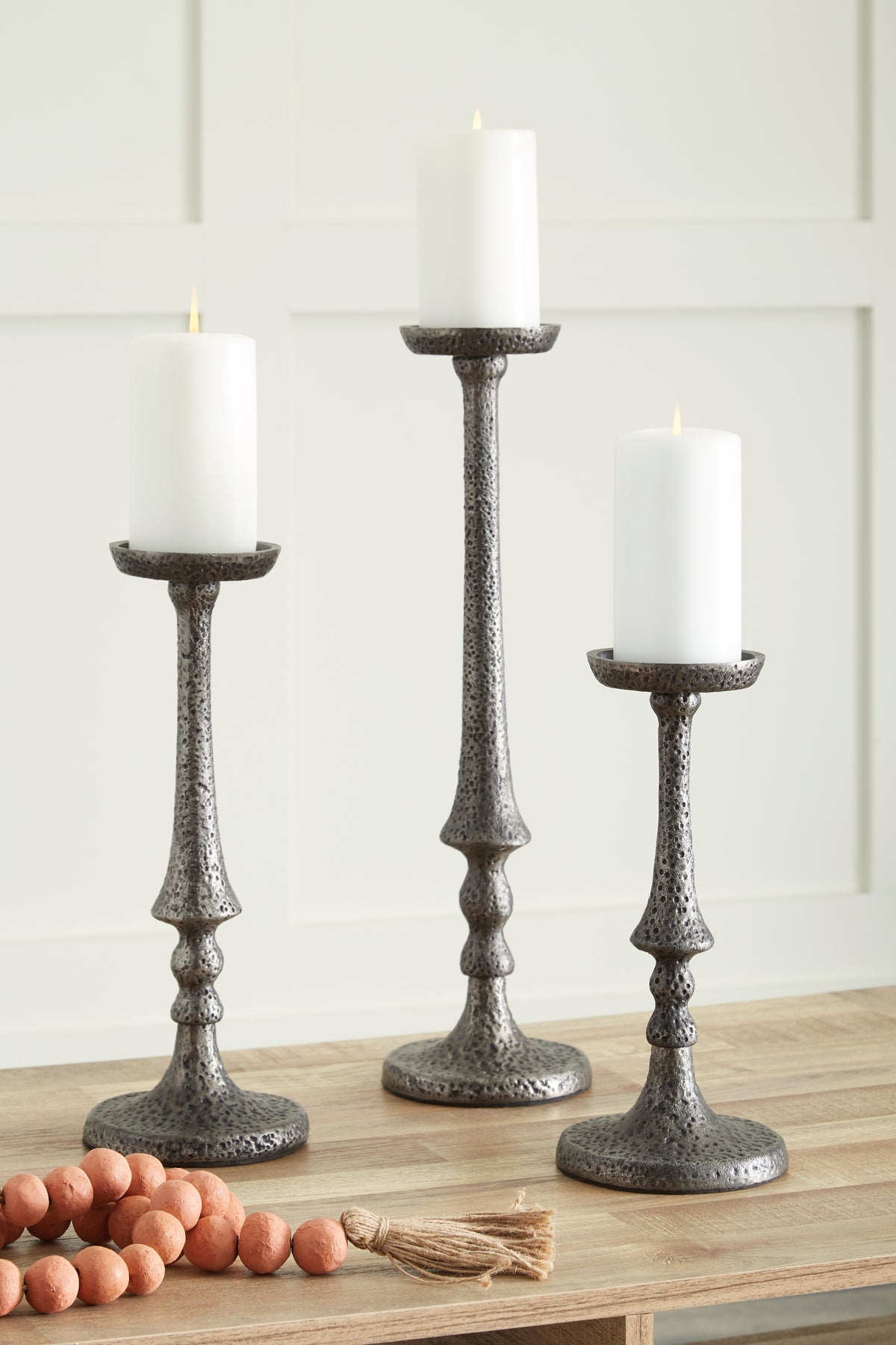 A2Z Furniture - Ashley Furniture - Eravell Candle Holder - Candle Holder Set (3/CN) / Pewter Finish - A2000584