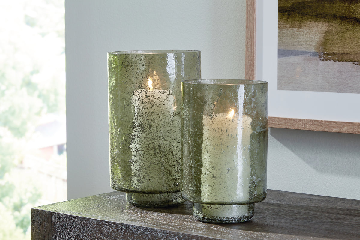 A2Z Furniture - Ashley Furniture - Clarkton Candle Holder - Candle Holder Set (Set of 2) / Green - A2000623