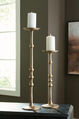 A2Z Furniture - Ashley Furniture - Larwick Candle Holder - Candle Holder Set (Set of 2) / Antique Brass Finish - A2000683