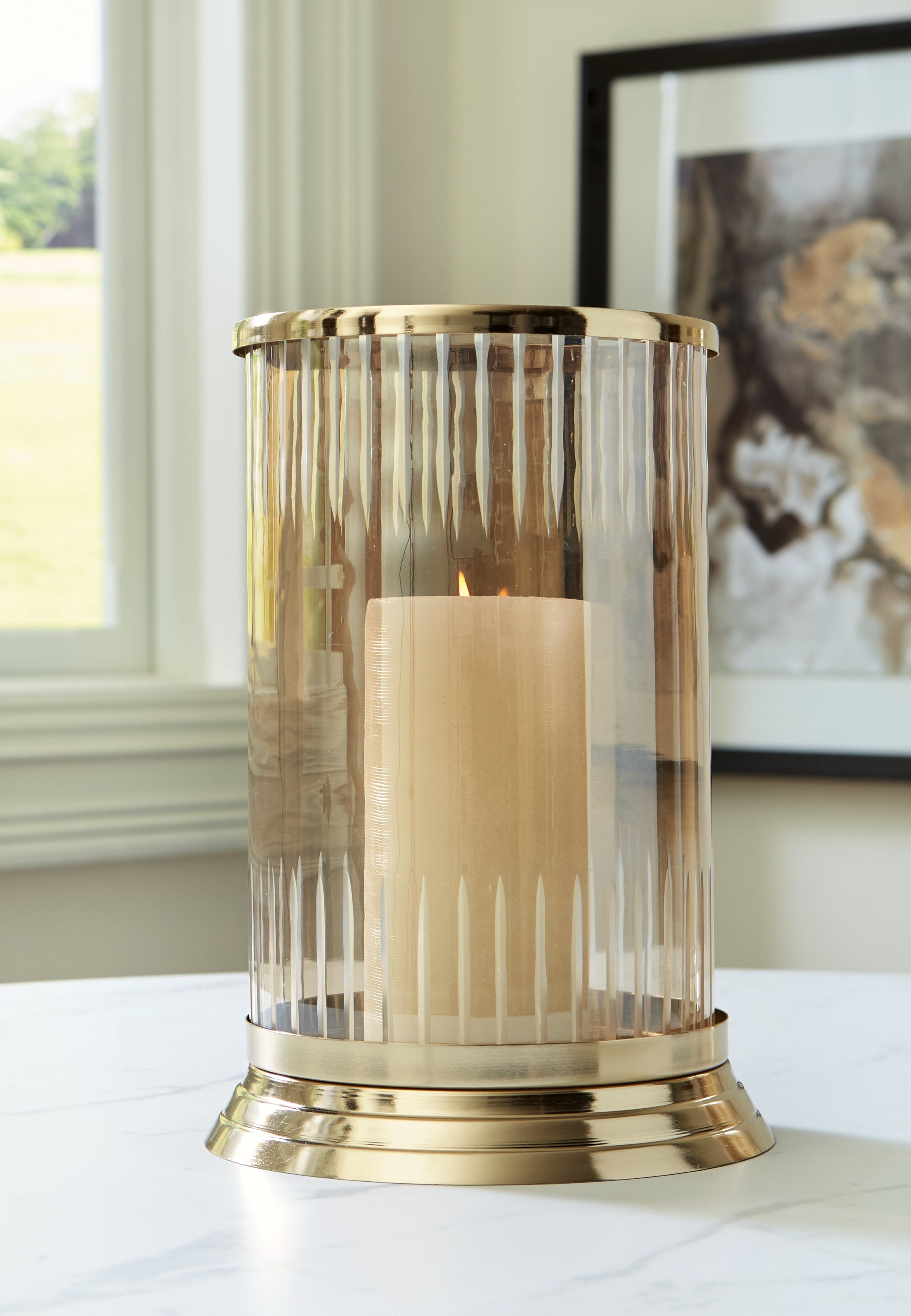 A2Z Furniture - Ashley Furniture - Aavinson Candle Holder - Candle Holder / Amber/Gold Finish - A2000687