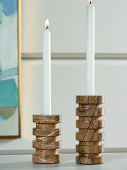 A2Z Furniture - Ashley Furniture - Emsleyfield Candle Holder - Candle Holder Set (Set of 2) / Tan - A2000735