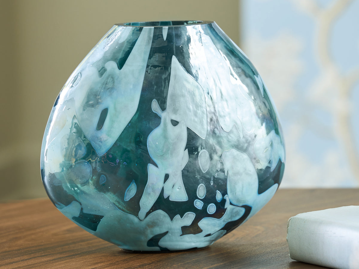 A2Z Furniture - Ashley Furniture - Cartshaw Vase - Vase / Iridescent Teal - A2000738