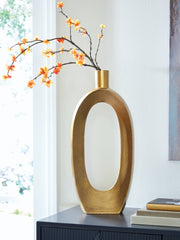 A2Z Furniture - Ashley Furniture - Lawtonville Vase - Vase / Antique Gold Finish - A2000752