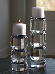 A2Z Furniture - Ashley Furniture - Brentley Candle Holder - Candle Holder Set (Set of 2) / Clear/Silver Finish - A2000770