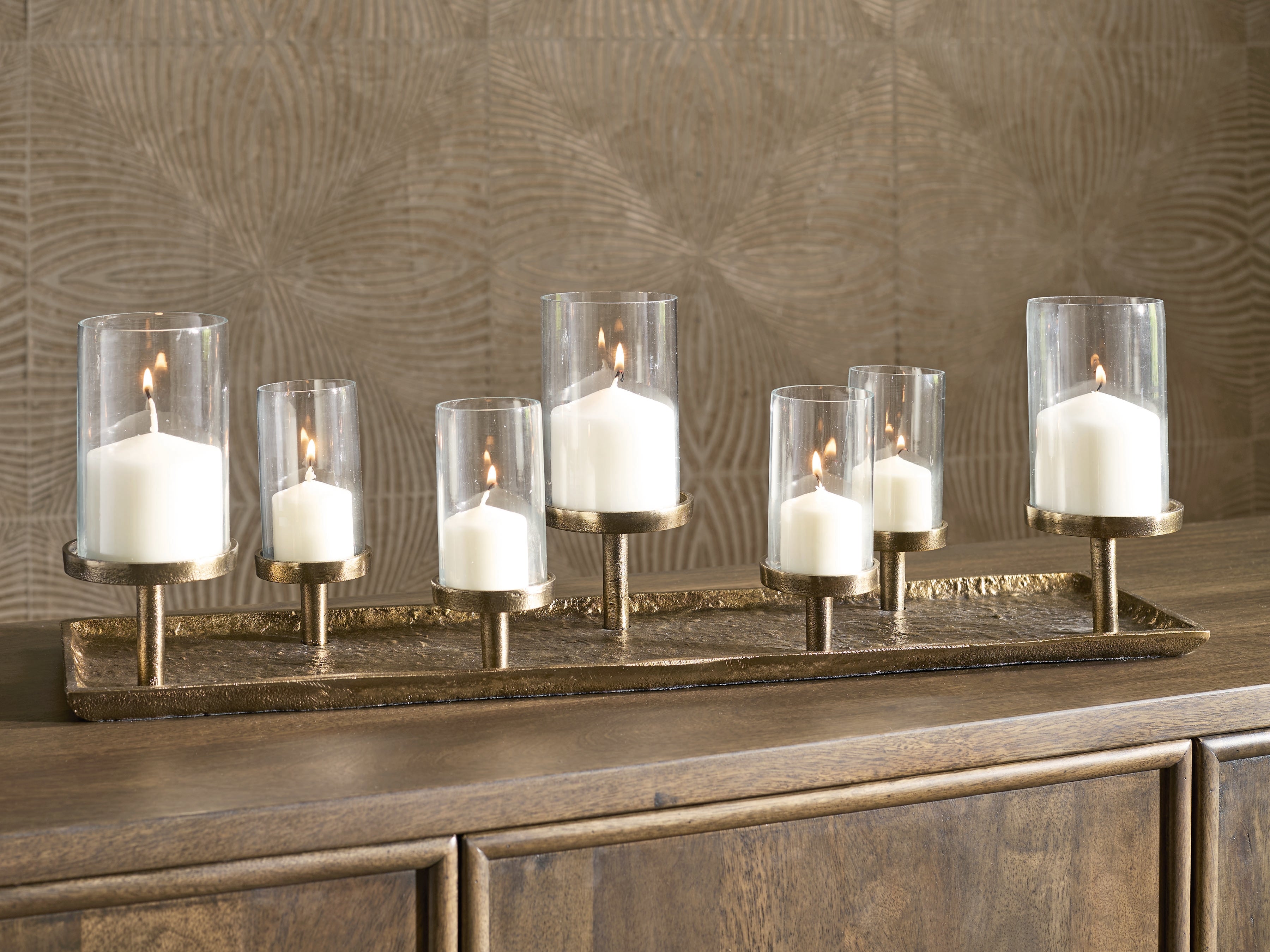 A2Z Furniture - Ashley Furniture - Wallmond Candle Holder - Candle Holder / Antique Brass Finish - A2000820