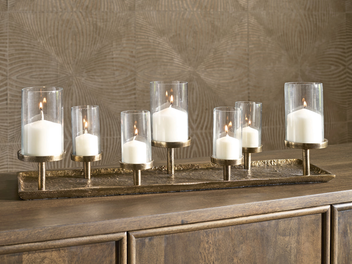 A2Z Furniture - Ashley Furniture - Wallmond Candle Holder - Candle Holder / Antique Brass Finish - A2000820