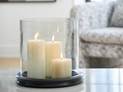 A2Z Furniture - Ashley Furniture - Saskia Candle Holder - Candle Holder / Clear/Beige - A2000847