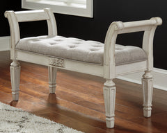 A2Z Furniture - Ashley Furniture - Realyn Accent Bench - Accent Bench / Antique White / 46"W x 16"D x 26"H - A3000157