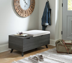 A2Z Furniture - Ashley Furniture - Yarlow Storage Bench - Storage Bench / Linen/Gray / 39"W x 19"D x 17"H - A3000321