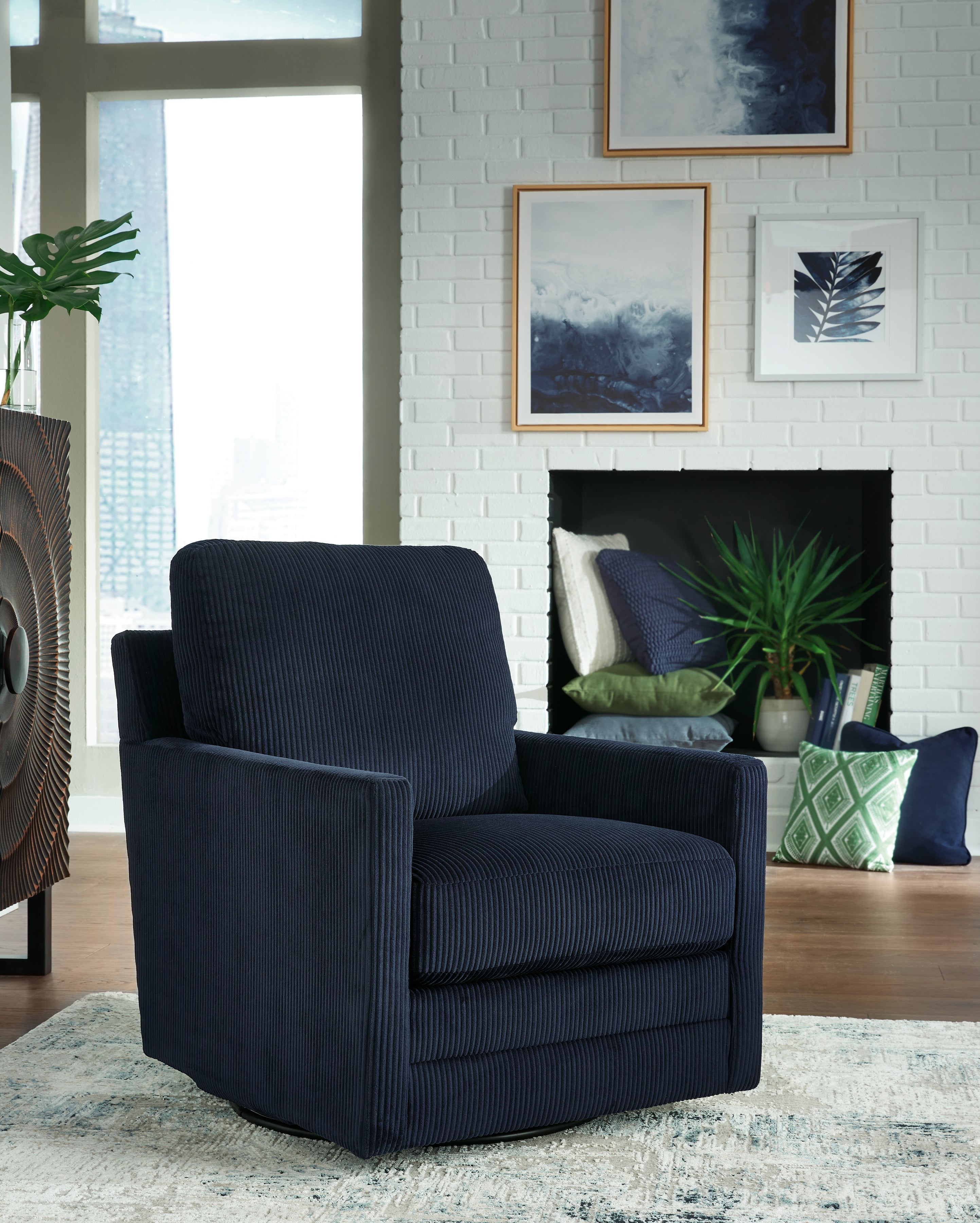 A2Z Furniture - Ashley Furniture - Icaman Swivel Accent Chair - Swivel Accent Chair / Navy - A3000727