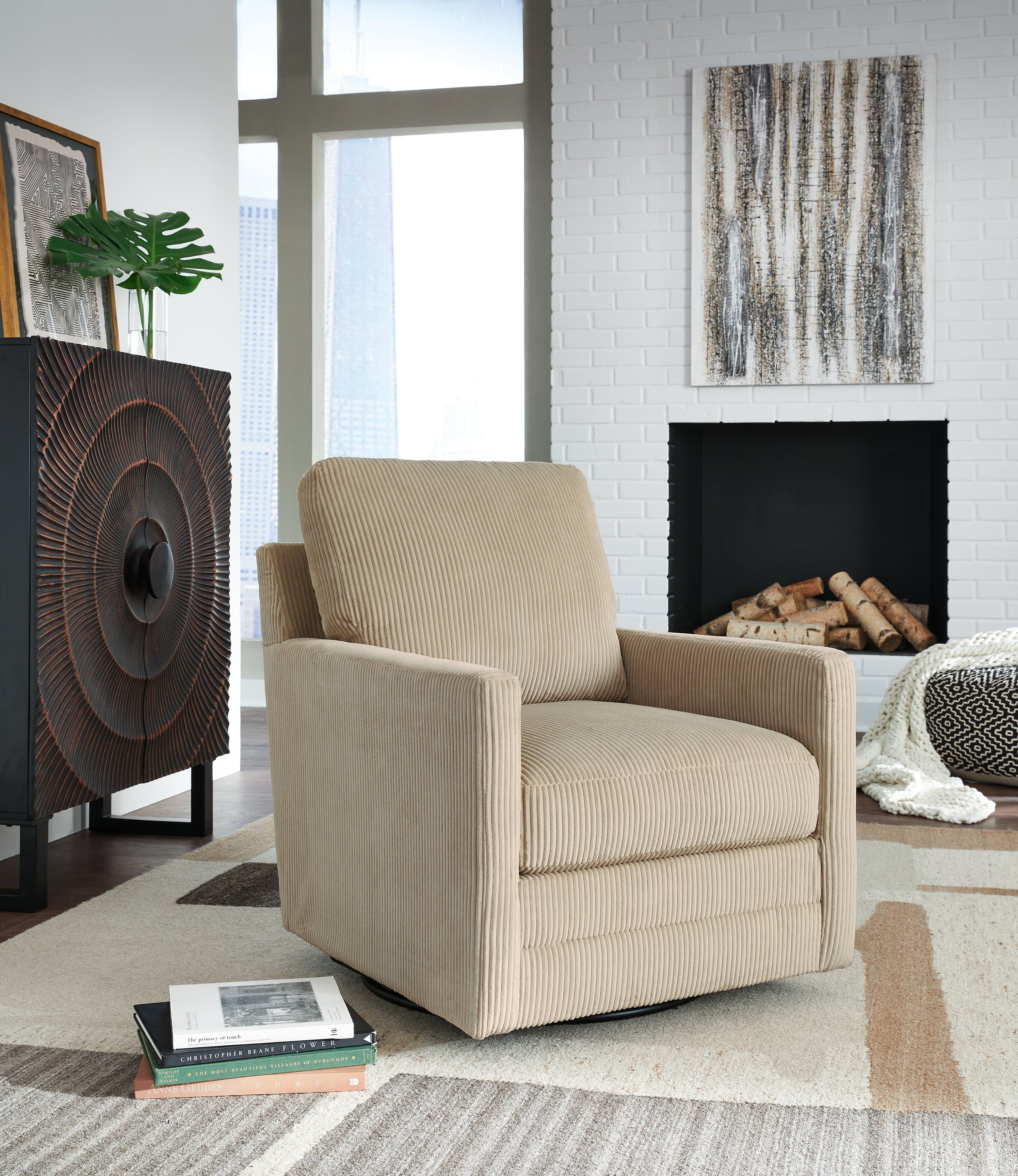 A2Z Furniture - Ashley Furniture - Icaman Swivel Accent Chair - Swivel Accent Chair / Sand - A3000728