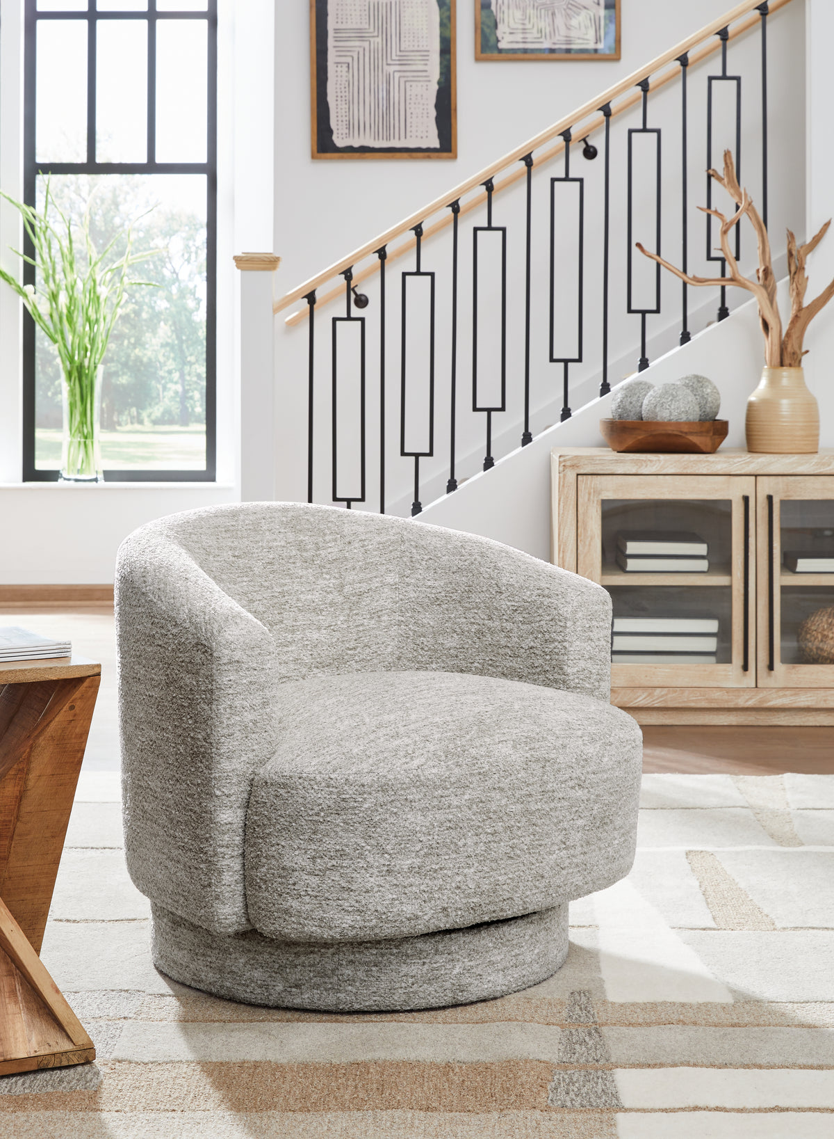 A2Z Furniture - Ashley Furniture - Wardsor Swivel Accent Chair - Swivel Accent Chair / Stone - A3000731