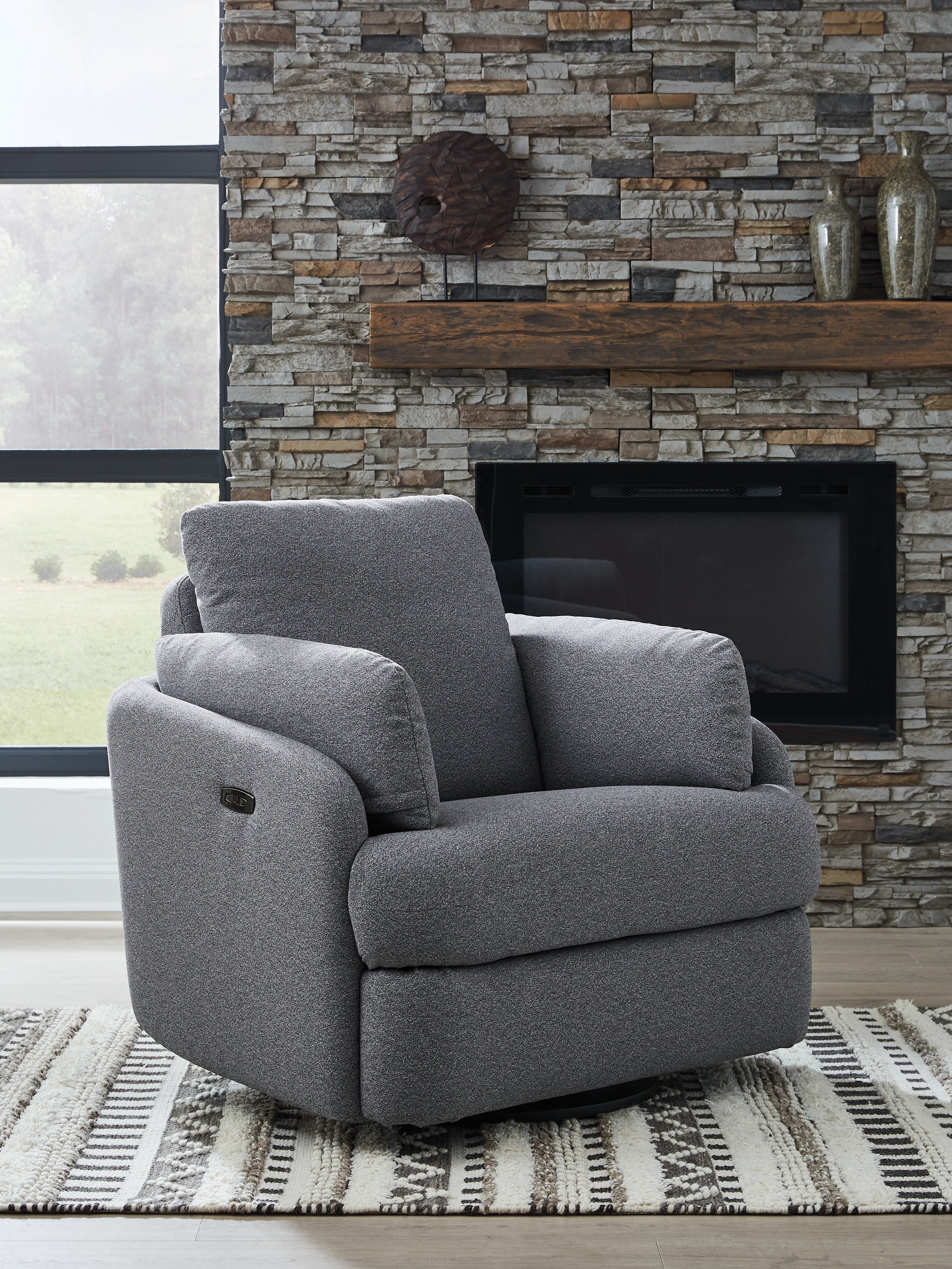 A2Z Furniture - Ashley Furniture - Alainmont Next-Gen Nuvella Swivel Power Recliner - Swivel Power Recliner / Salt and Pepper - A3000738
