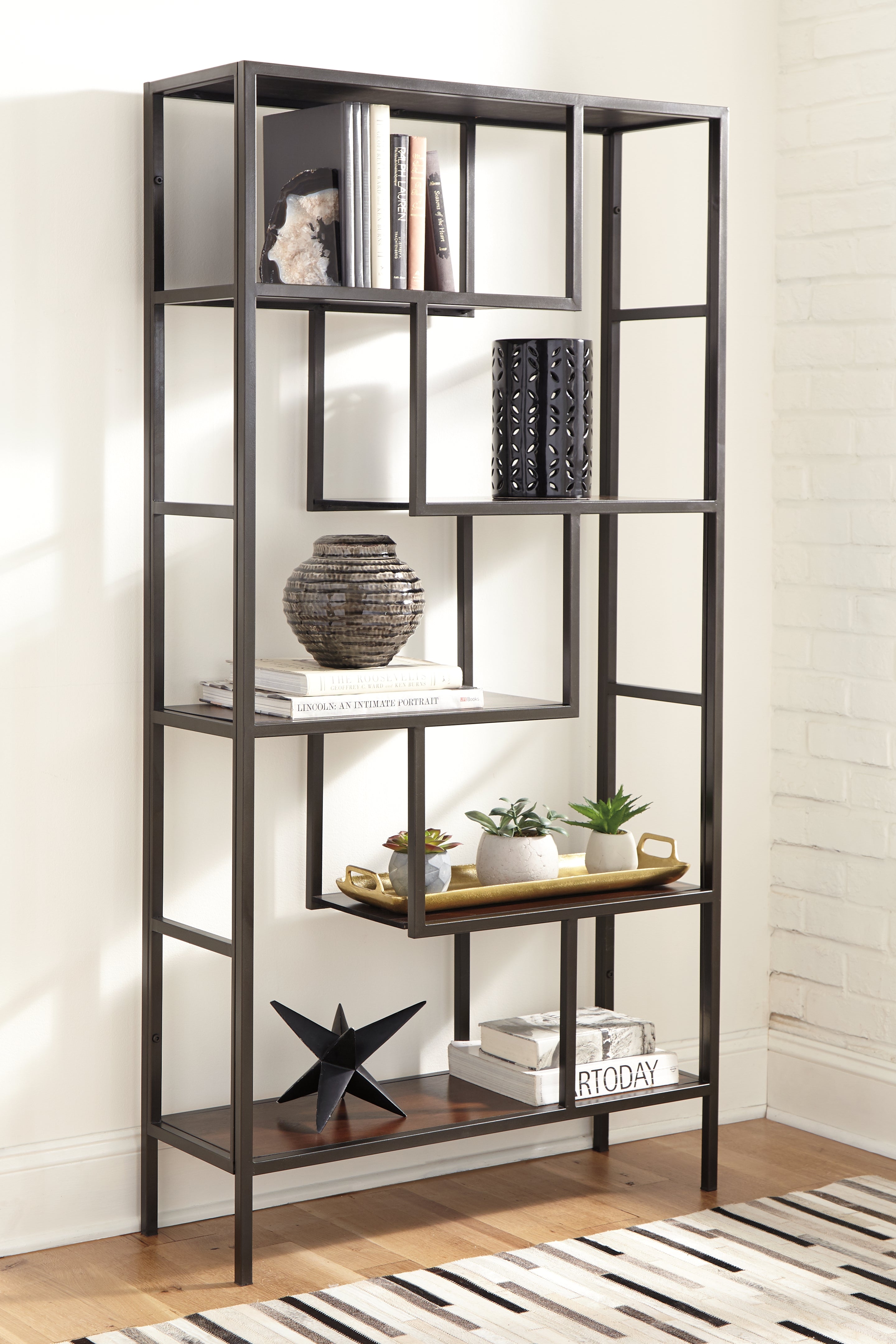 A2Z Furniture - Ashley Furniture - Frankwell Bookcase - Bookcase / Brown/Black - A4000021