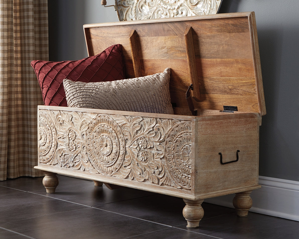 A2Z Furniture - Ashley Furniture - Fossil Ridge Storage Bench - Storage Bench / Beige / 44"W x 17"D x 17"H - A4000039