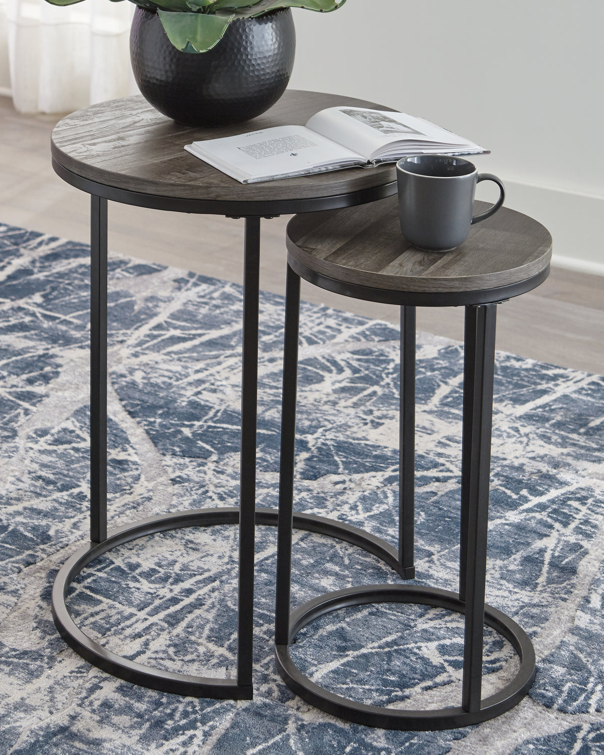 A2Z Furniture - Ashley Furniture - Briarsboro Accent Table (Set of 2) - Accent Table Set (Set of 2) / Black/Gray - A4000231
