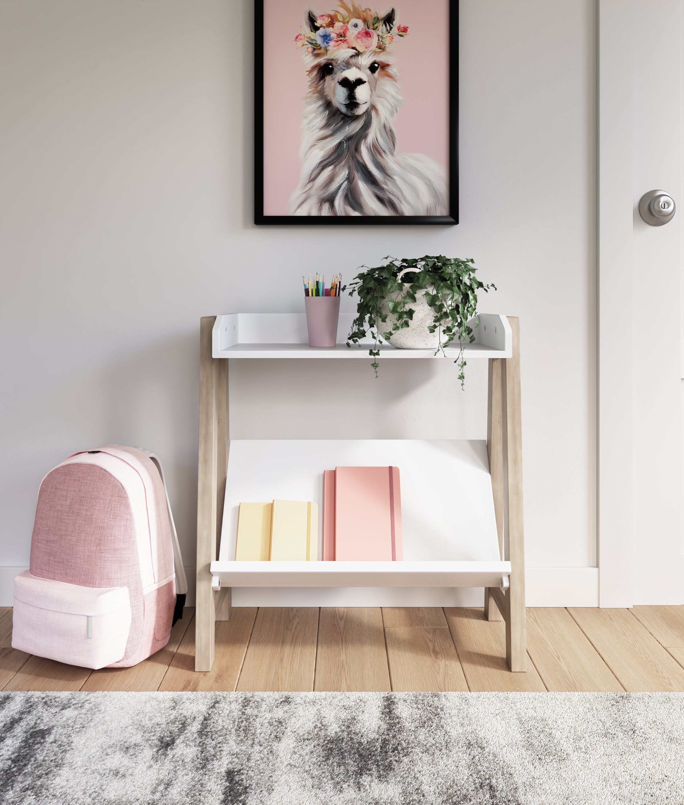 A2Z Furniture - Ashley Furniture - Blariden Bookcase - Small Bookcase / White/Tan - A4000361