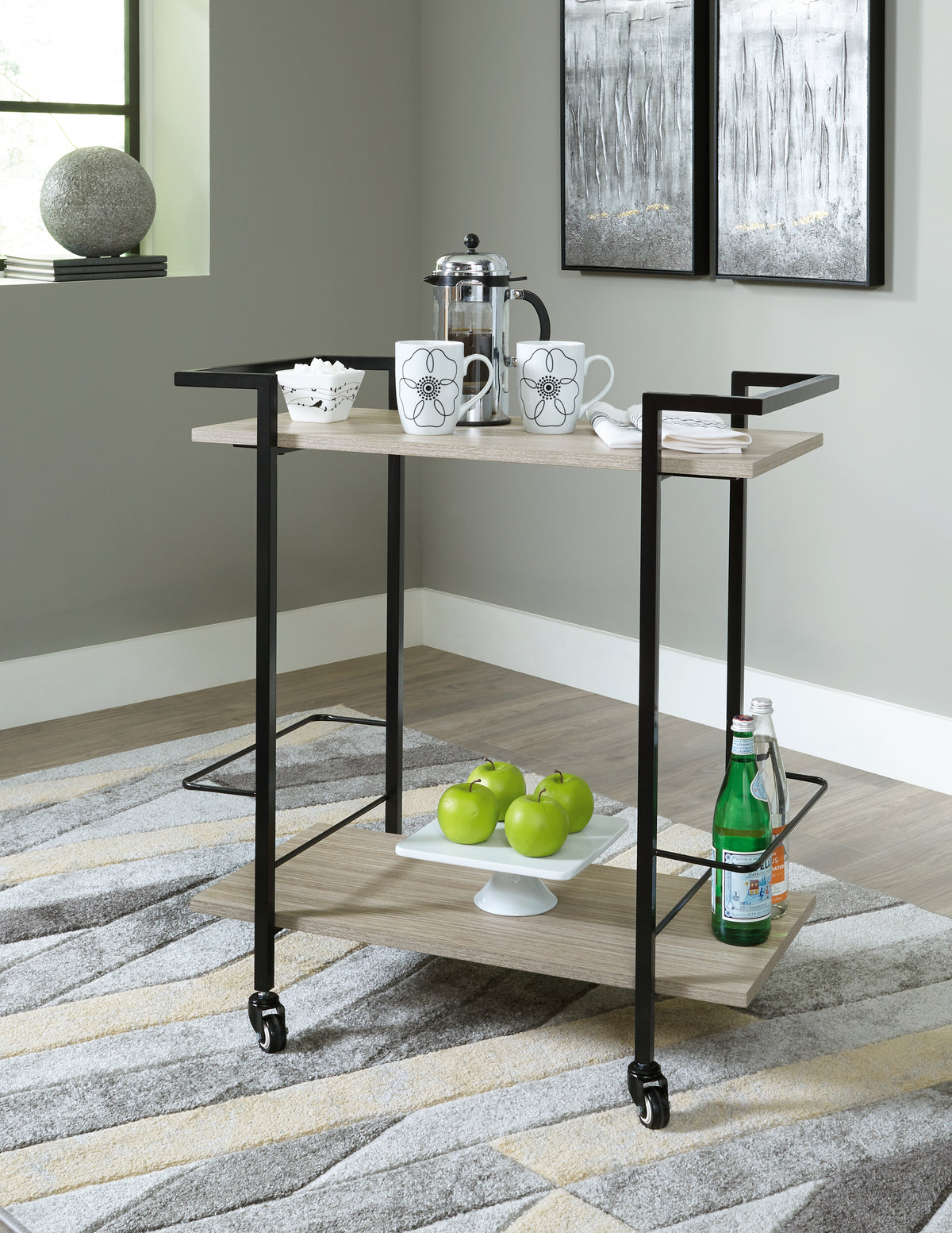 A2Z Furniture - Ashley Furniture - Waylowe Bar Cart - Bar Cart / Brown/Black - A4000389
