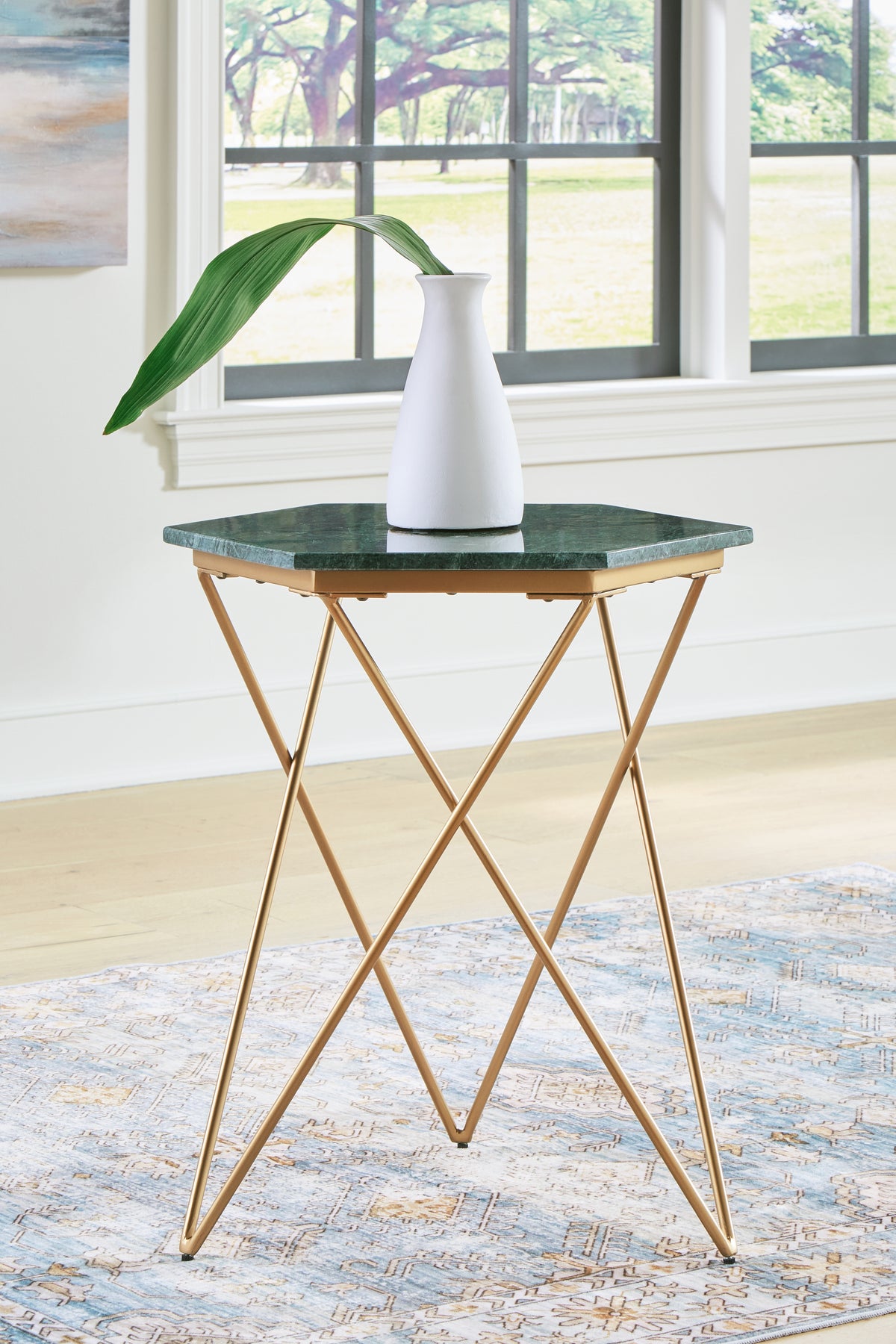 A2Z Furniture - Ashley Furniture - Engelton Accent Table - Accent Table / Green/Gold - A4000526