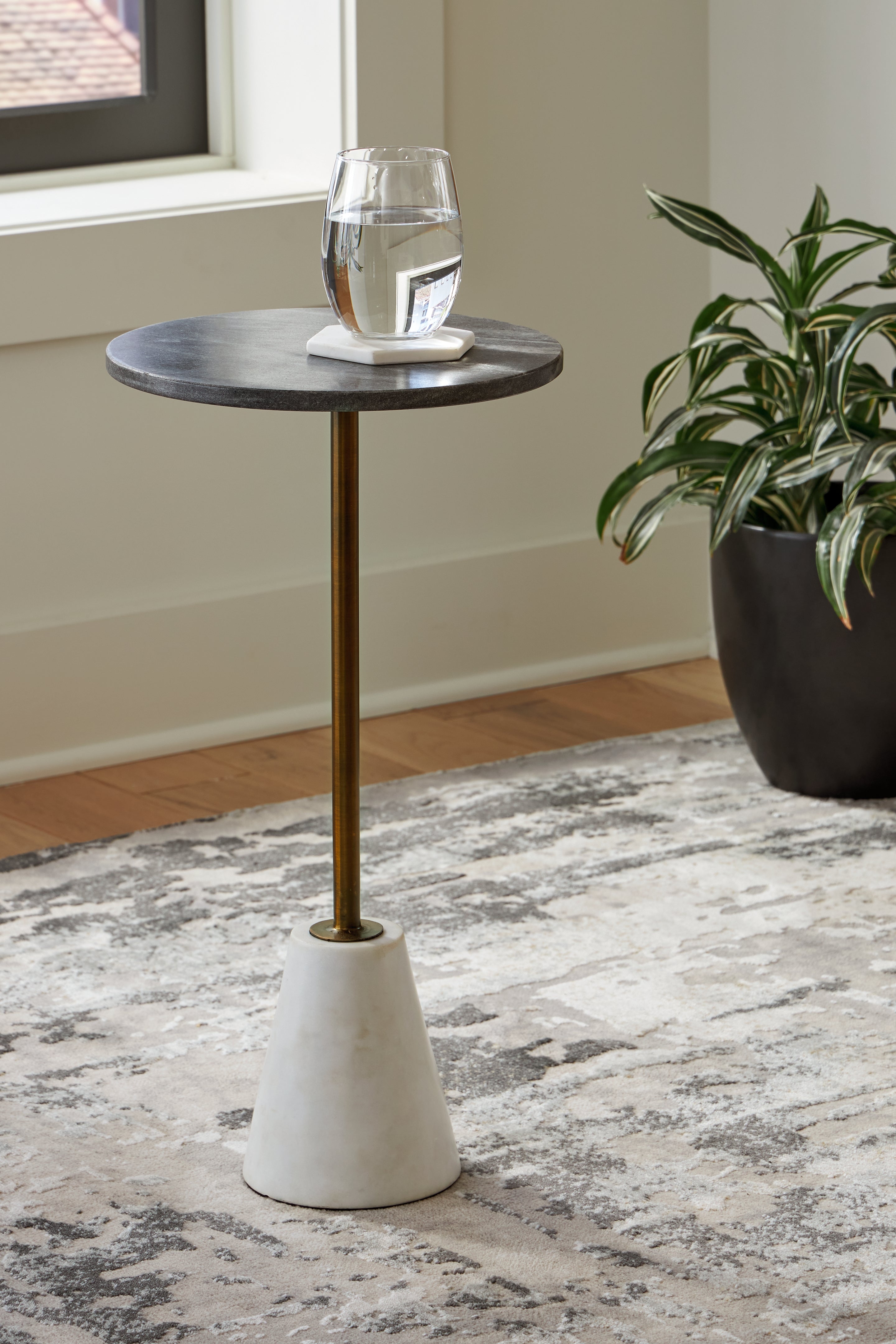 A2Z Furniture - Ashley Furniture - Caramont Accent Table - Accent Table / Black/White/Gold Finish - A4000540