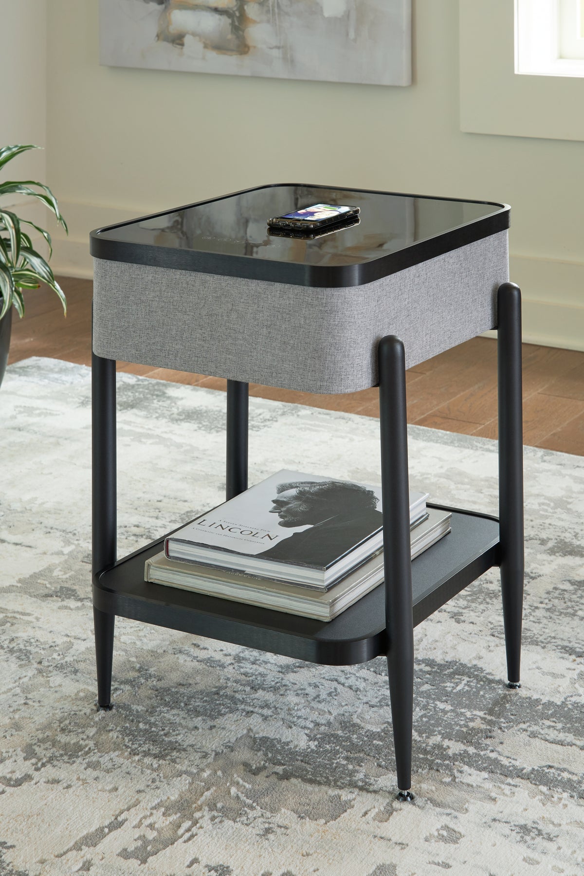 A2Z Furniture - Ashley Furniture - Jorvalee Accent Table with Speaker - Accent Table with Speaker / Gray/Black - A4000550