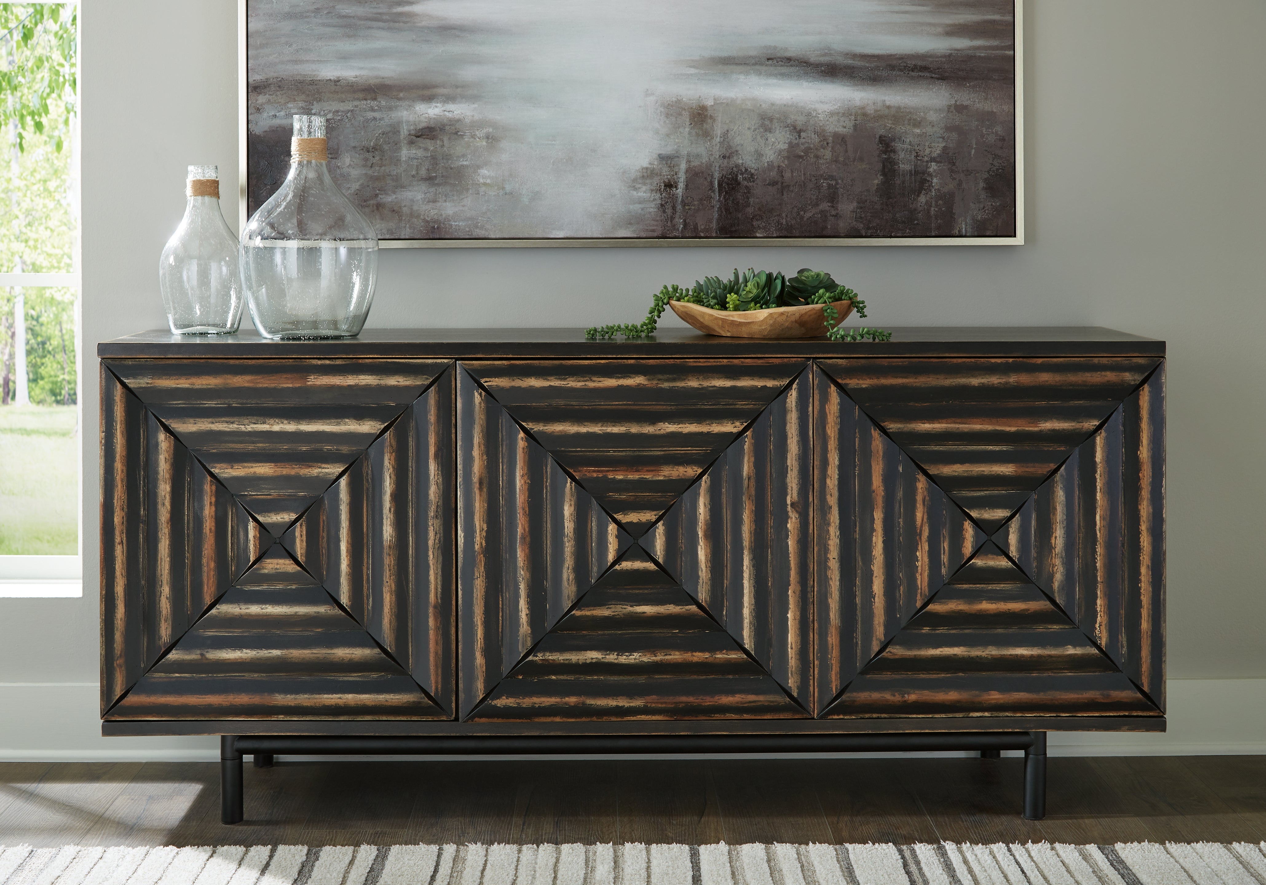 A2Z Furniture - Ashley Furniture - Fair Ridge Accent Cabinet - Accent Cabinet / Distressed Black - A4000573