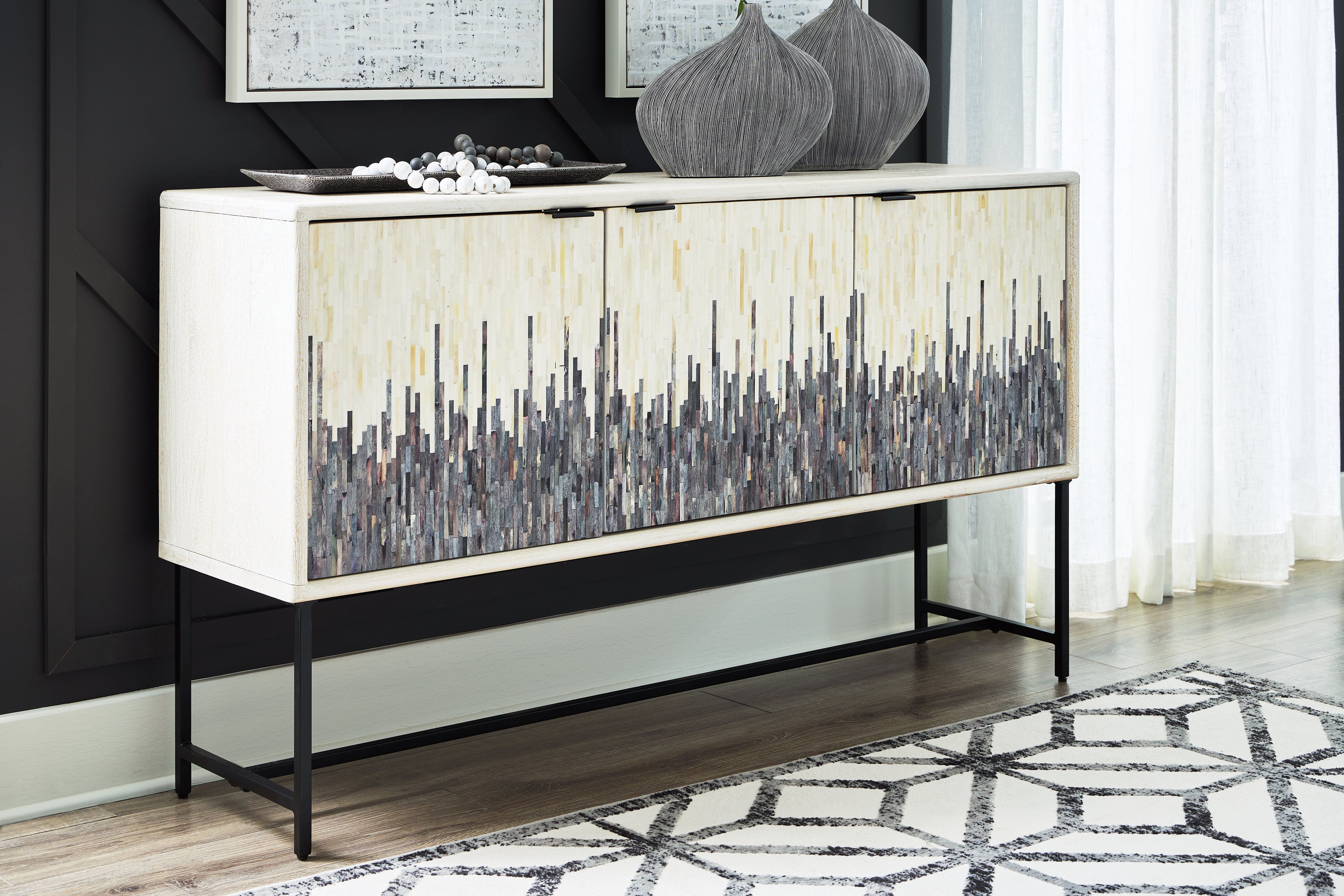 A2Z Furniture - Ashley Furniture - Freyton Accent Cabinet - Accent Cabinet / White/Gray - A4000582