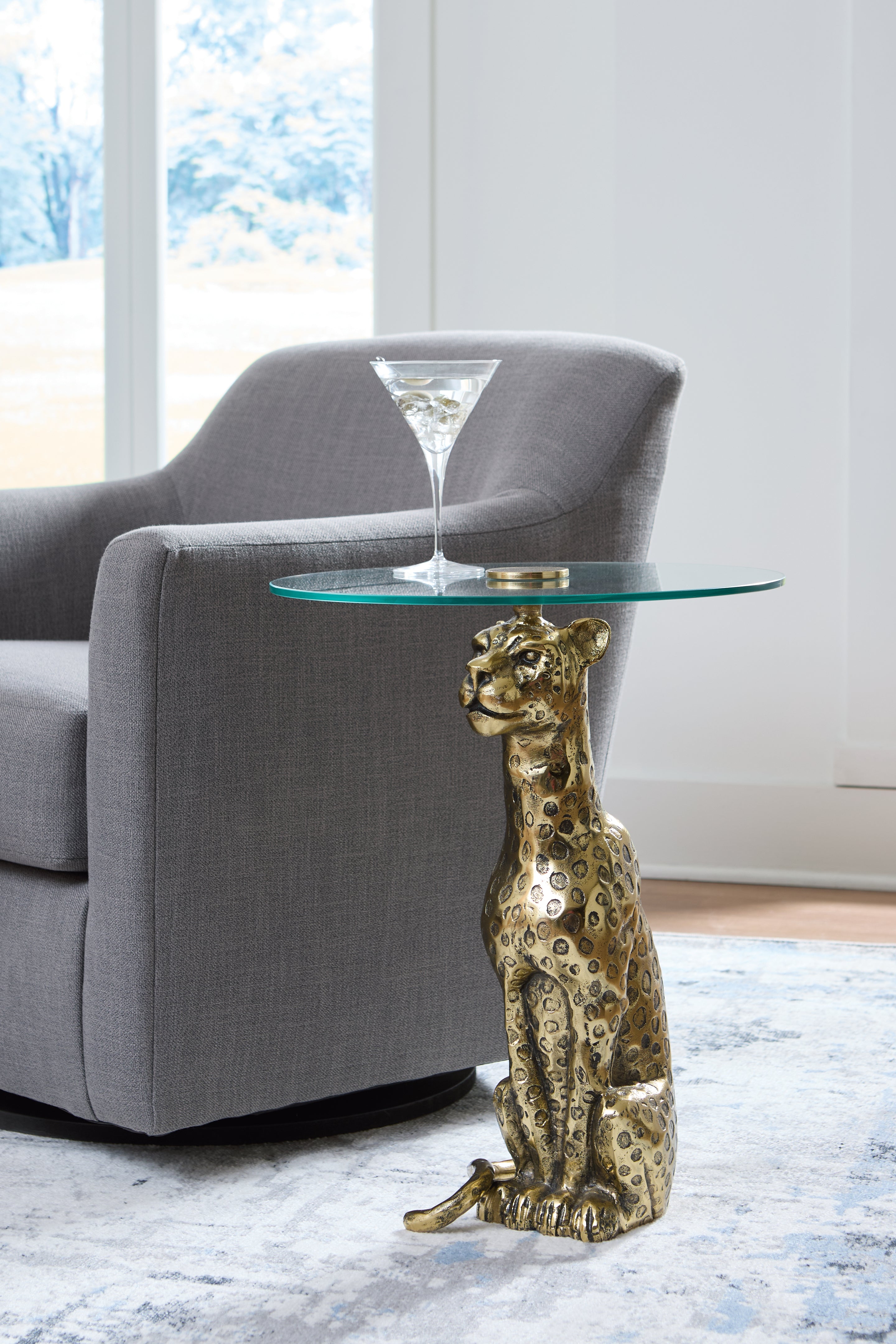 A2Z Furniture - Ashley Furniture - Vallain Accent Table - Accent Table / Antique Gold Finish - A4000605