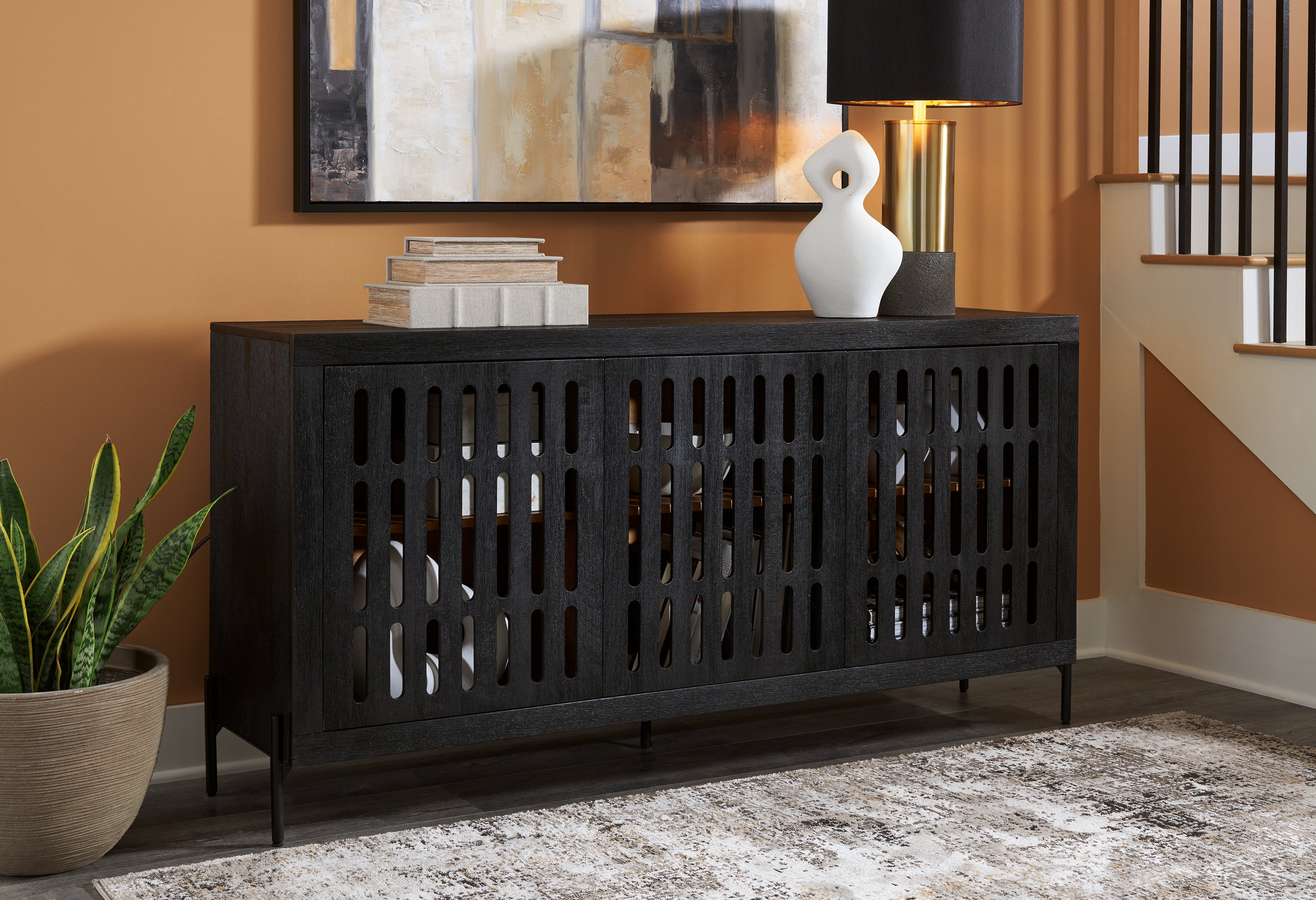 A2Z Furniture - Ashley Furniture - Vallisburg Accent Cabinet - Accent Cabinet / Black/Natural - A4000644