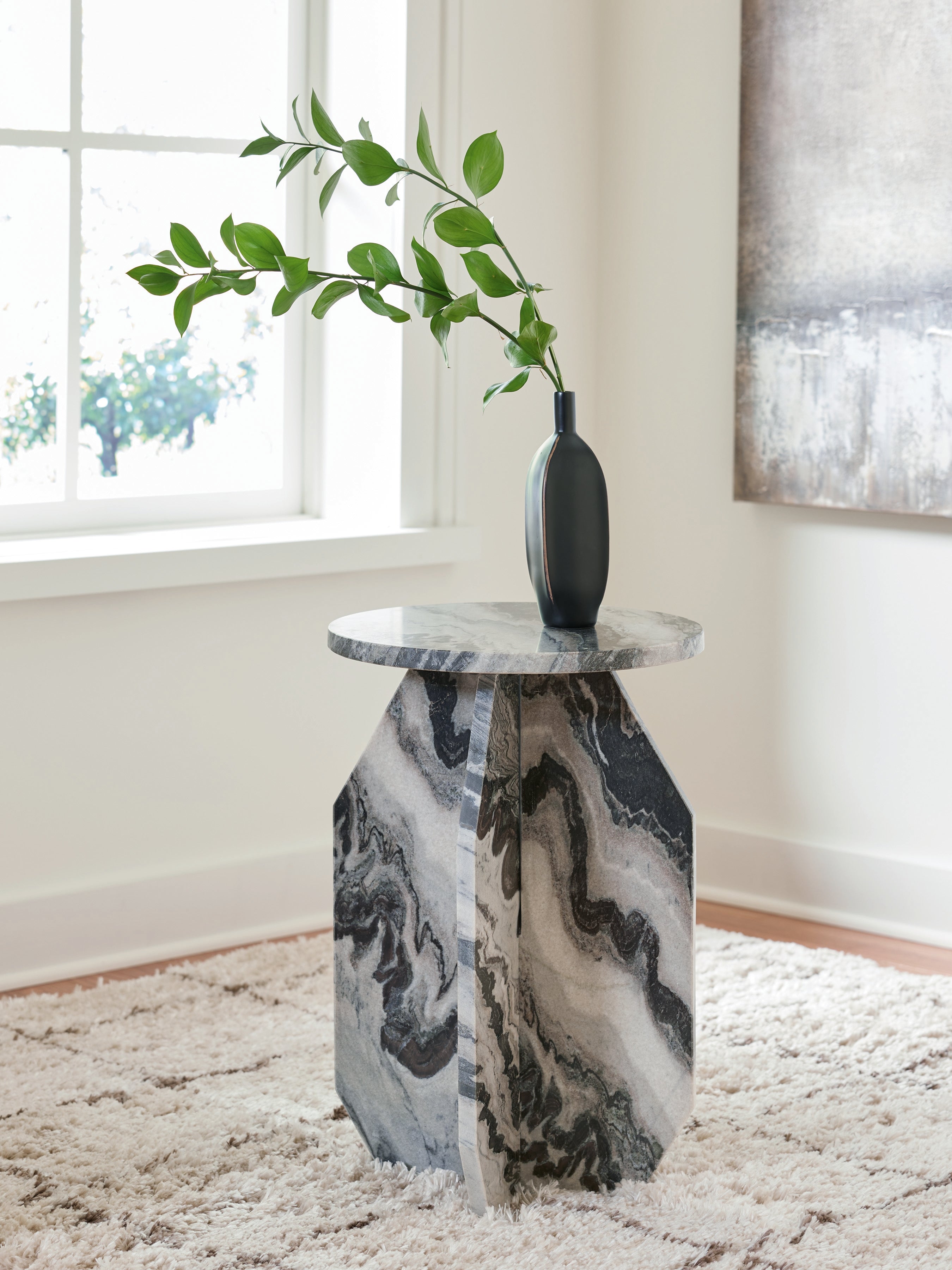 A2Z Furniture - Ashley Furniture - Wrenlane Accent Table - Accent Table / Black/White/Taupe - A4000646