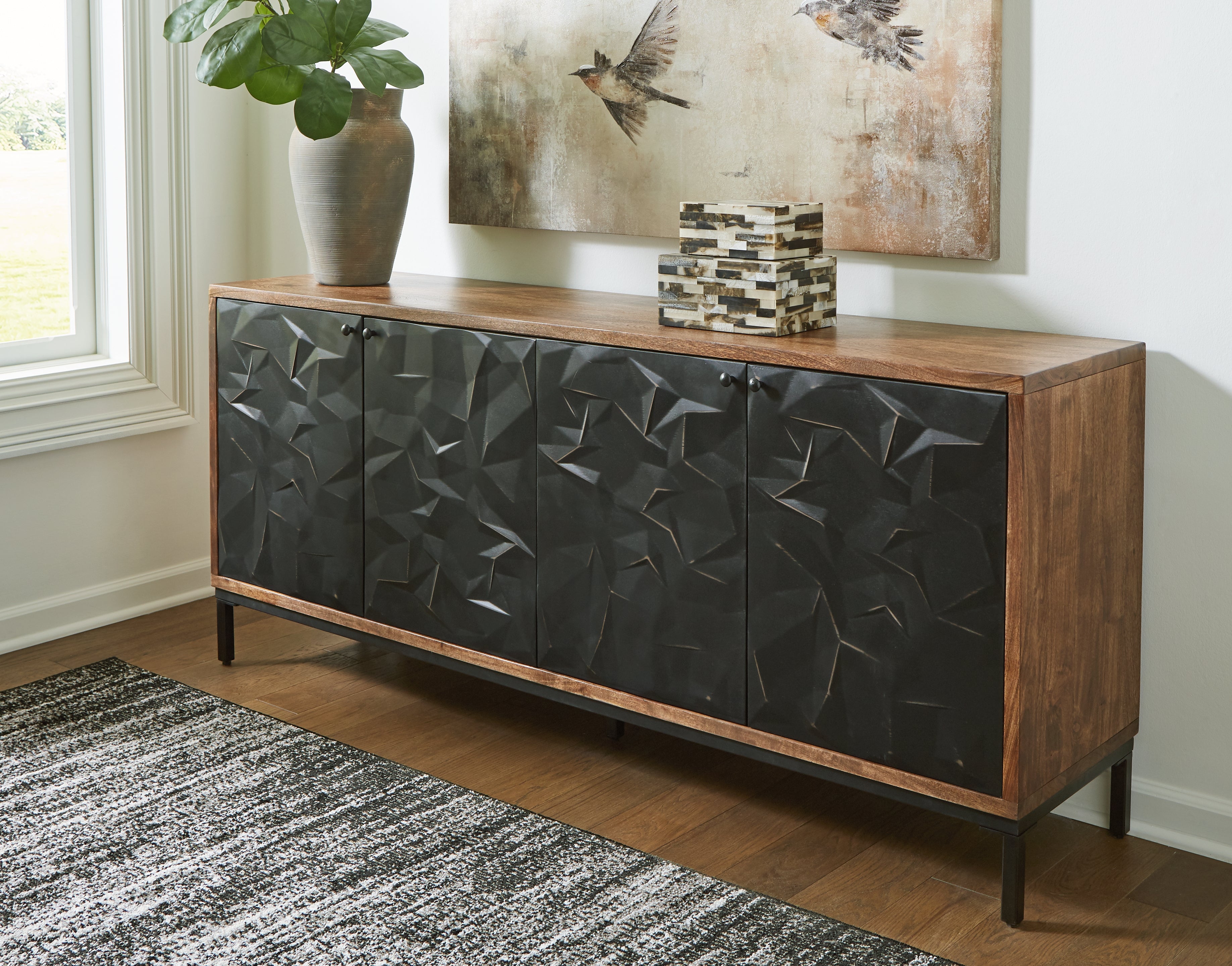 A2Z Furniture - Ashley Furniture - Dorannby Accent Cabinet - Accent Cabinet / Black/Brown - A4000649