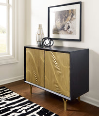 A2Z Furniture - Ashley Furniture - Tayner Accent Cabinet - Accent Cabinet / Black/Gold Finish - A4000654