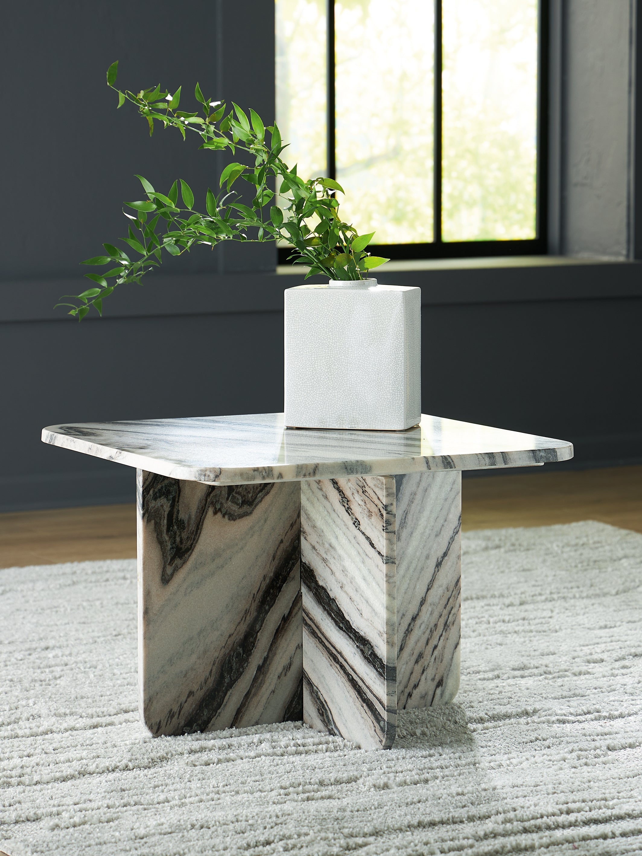 A2Z Furniture - Ashley Furniture - Baretton Accent Coffee Table - Accent Cocktail Table / Black/White/Taupe - A4000670