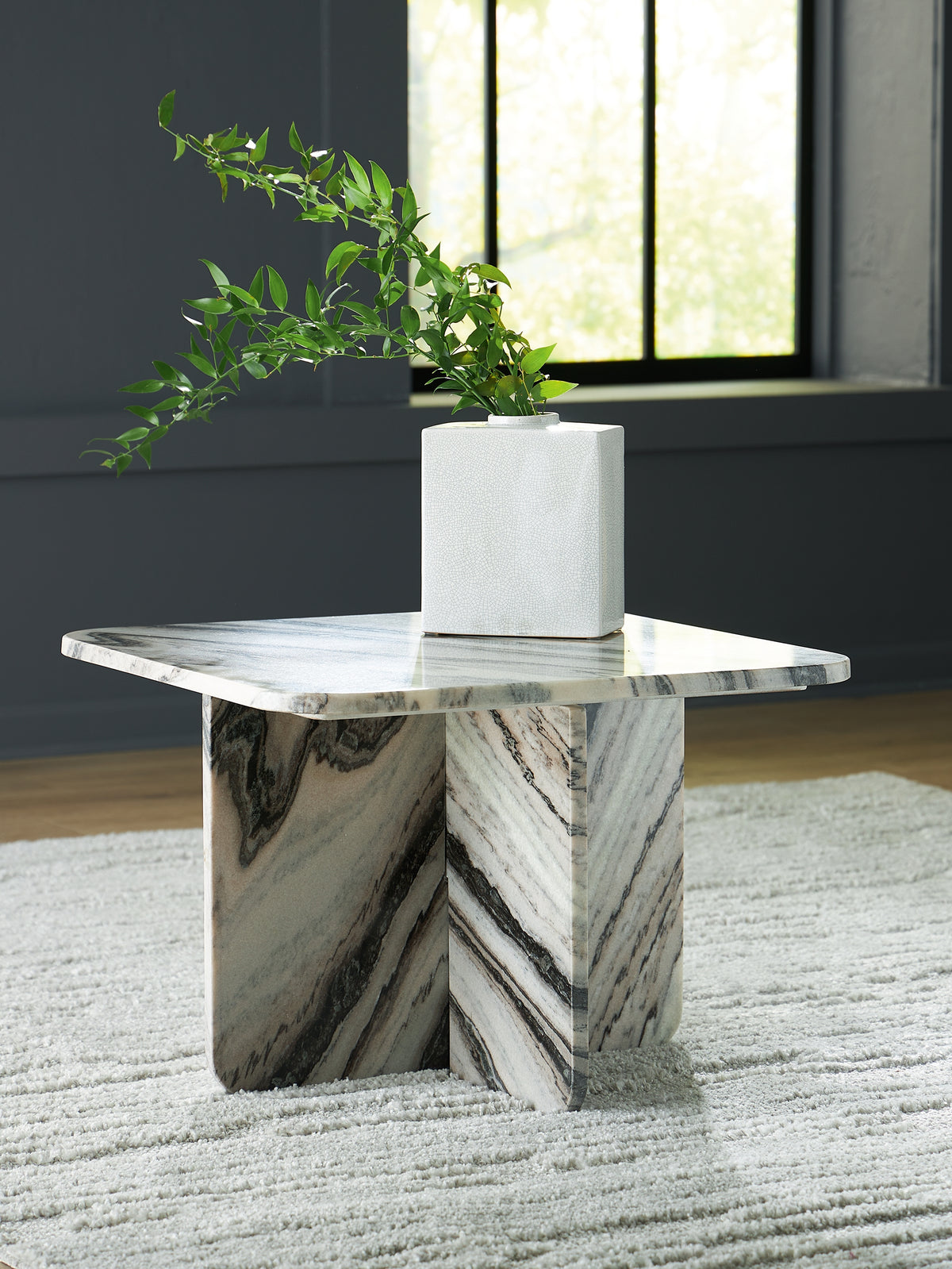 A2Z Furniture - Ashley Furniture - Baretton Accent Coffee Table - Accent Cocktail Table / Black/White/Taupe - A4000670
