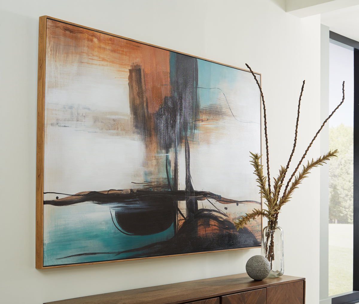 A2Z Furniture - Ashley Furniture - Brunonia Wall Decor - Wall Art / Teal/Orange/Black - A8000337